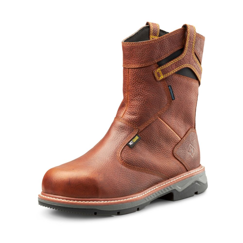 Terra Patton Waterproof 8-Inch Unisex Alloy Toe CSA Certified Pull-On Work Boots with Internal MET Guard (TR0A4TCCBRN) - Durable Safety Footwear for Construction, Warehouse & Industrial Work