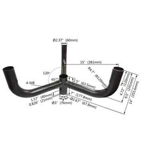 120 Degree Round Triple Bullhorn Tenon Adapter for 3 Fixtures - Compatible with LED Street Lights, Parking Lot Lights & Outdoor Area Lighting