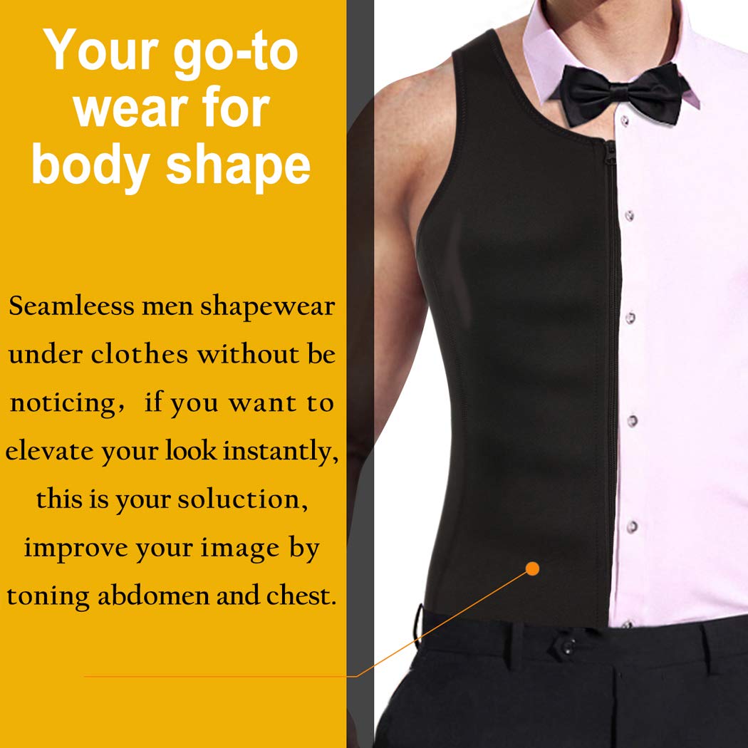 Gotoly Men's Waist Trainer Vest - Slimming Corset for Weight Loss, Workout Shirt with Zipper Closure, Body Shaper for Sports & Fitness | Perfect for Gym, Running & Daily Wear