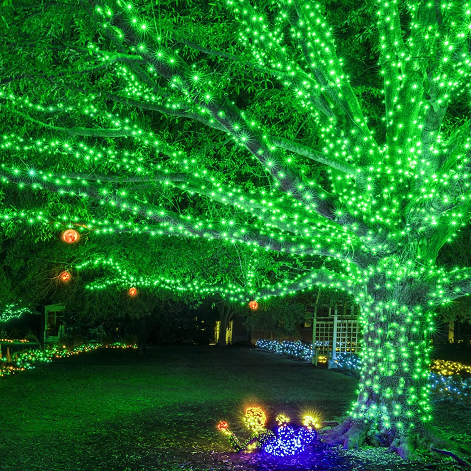 JMEXSUSS 2 Pack 33ft 100 LED Solar Fairy Lights - Waterproof Outdoor String Lights for Garden, Patio, Tree Decor - St Patrick's Day Party Decorations - Perfect for Backyard, Wedding, Holiday & Landscape Lighting