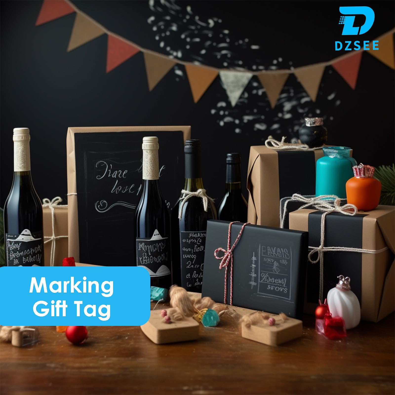 Reusable Waterproof Chalkboard Labels - 77 Pcs Erasable Chalk Sticker Labels with Liquid Chalk Marker for Storage Bins, Food Containers, Jars & Kitchen Organization (3 Shapes, 4 Sizes) - Perfect for Pantry, Office & Classroom Labeling