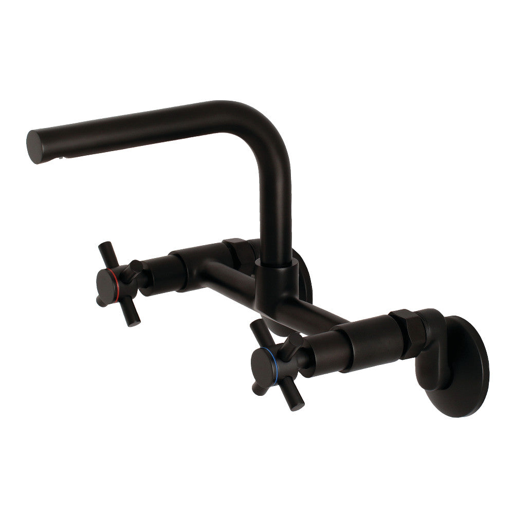 Kingston Brass Concord 8 Inch Adjustable Center Wall Mount Kitchen Faucet - Modern Pull-Down Sprayer for Farmhouse & Commercial Sinks - Perfect for Restaurants, Bars & Home Kitchens