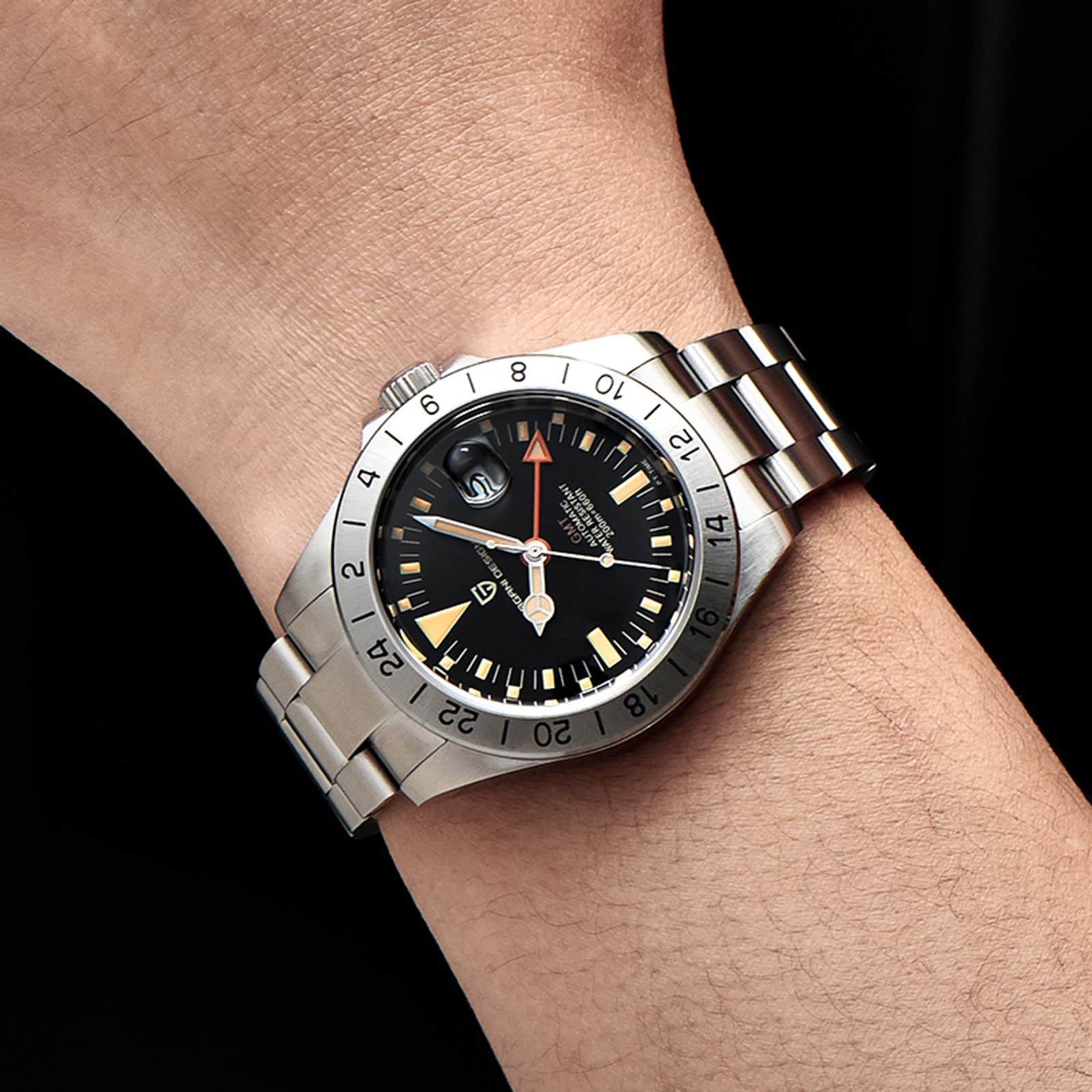 Pagani Design Men's GMT Automatic Self-Winding Mechanical Watch - Sapphire Crystal, Waterproof, Luminous - Perfect for Business, Travel & Outdoor Adventures