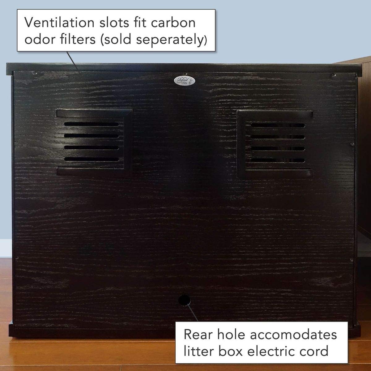 Premium Cat Litter Box Enclosure Cabinet - Modern Black Espresso Hidden Litter Box Furniture with Adjustable Levelers & Storage Drawer - XL Size for Large Cats - Perfect for Home, Apartment & Pet-Friendly Spaces