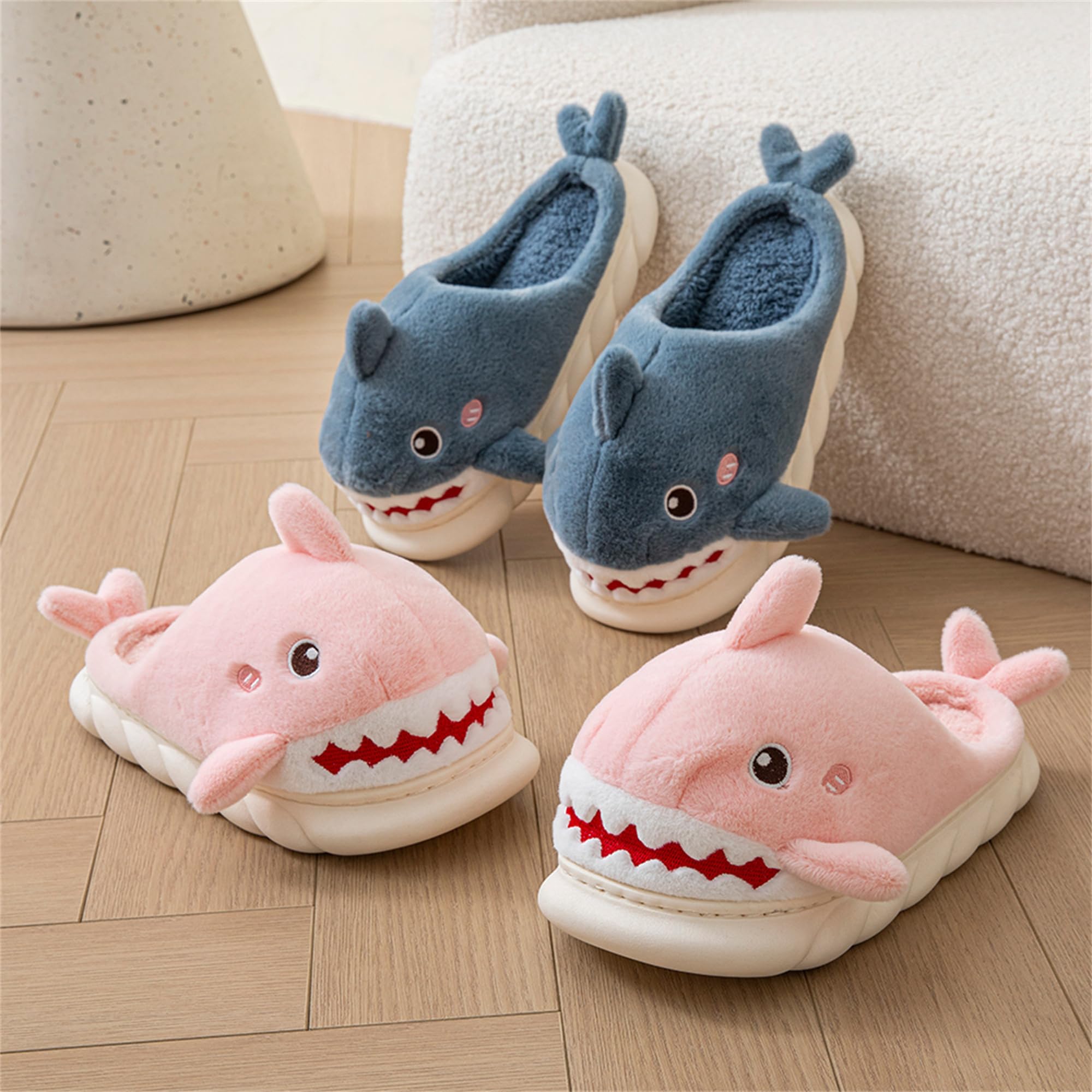 LANFIRE Women's Shark Slippers - Soft Plush Warm Winter House Shoes for Women - Cozy Indoor/Outdoor Home Slippers for Lounge, Bedroom & Gift Giving