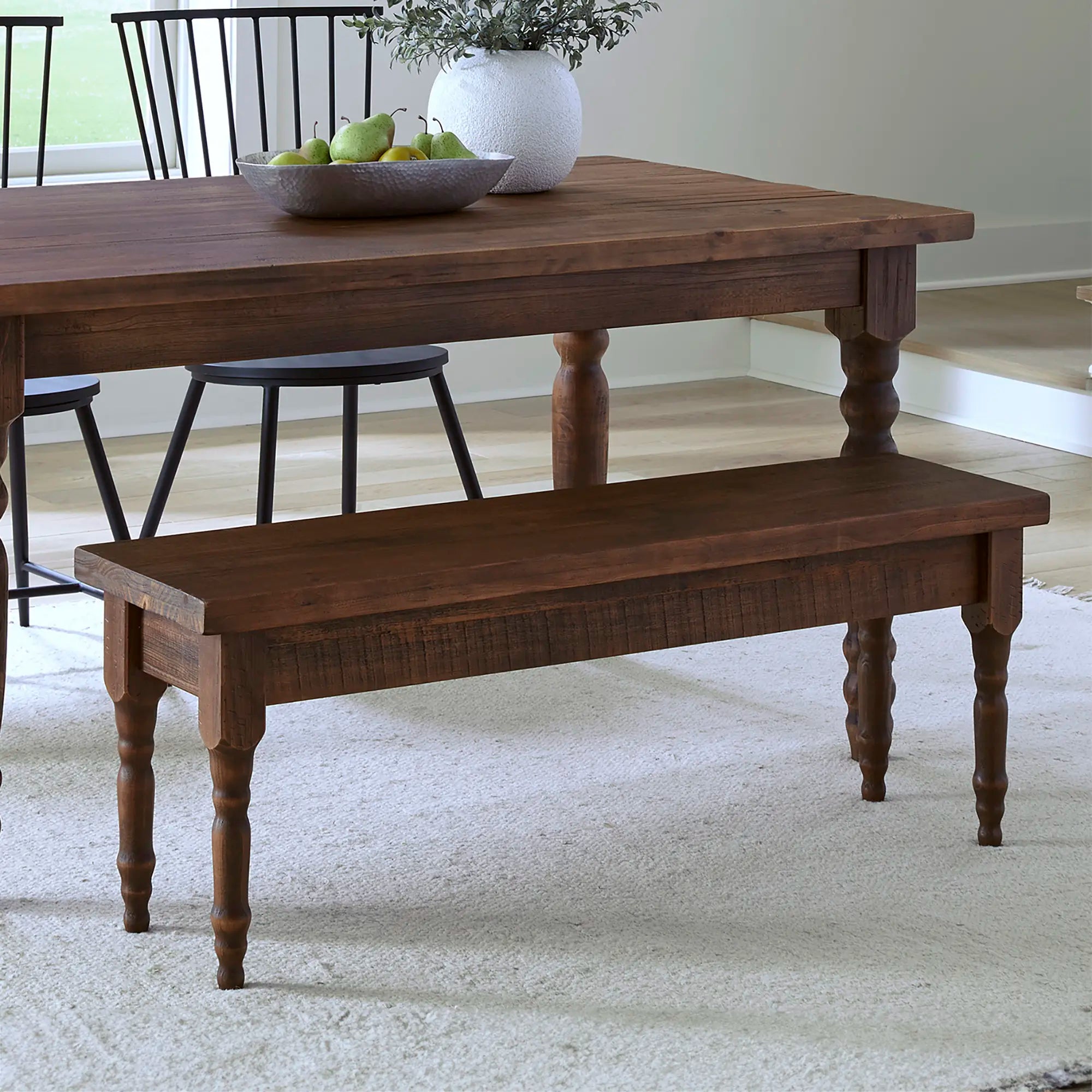 Valerie Solid Wood Bench - Rustic Entryway, Dining, or Bedroom Seating - Handcrafted Wooden Bench for Home Decor