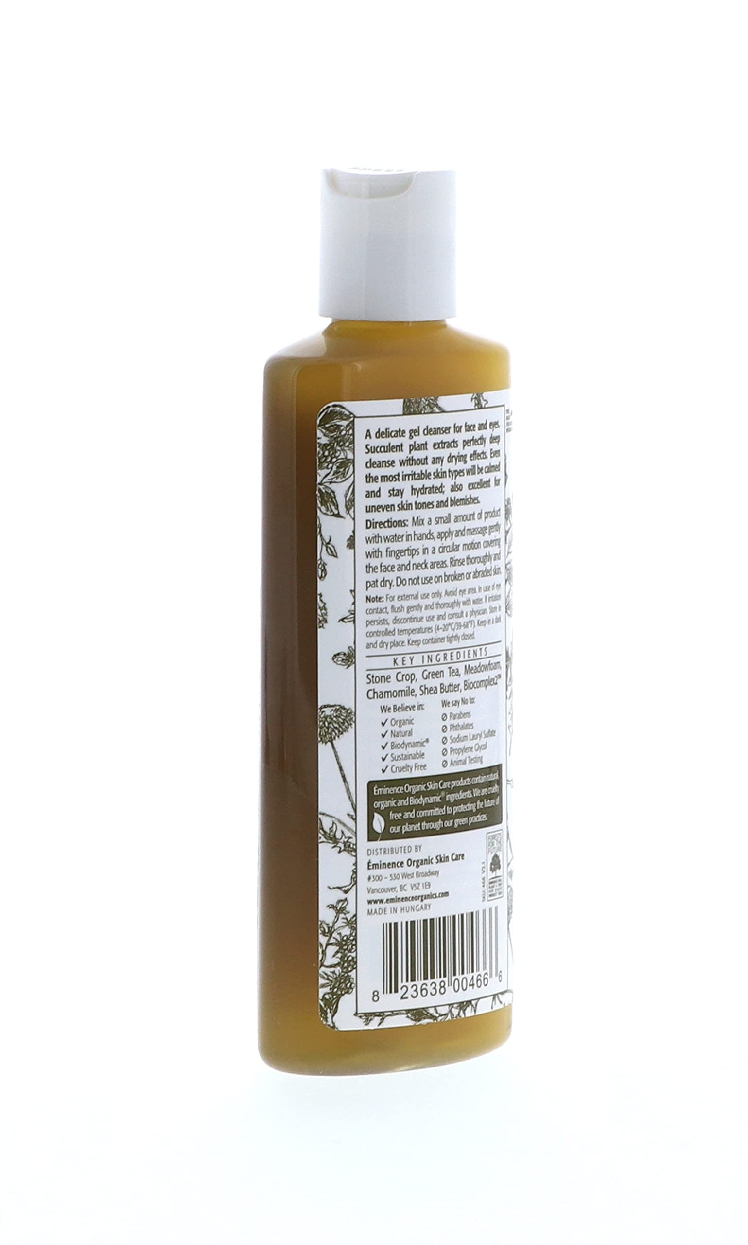Eminence Organics Stone Crop Gel Wash 4 Oz / 125ml - Hydrating Facial Cleanser for Dry & Sensitive Skin - Perfect for Morning & Night Skincare Routine