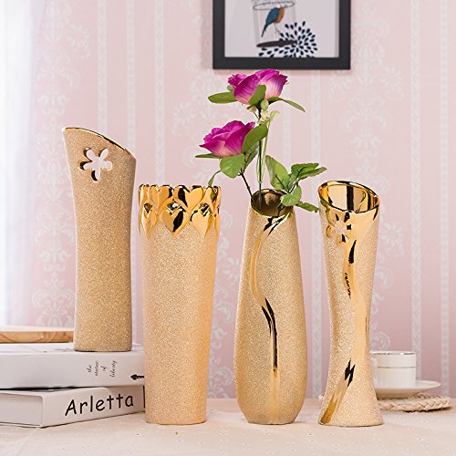 Elegant Gold Plated Ceramic Vase for Flowers - Home Decor Centerpiece for Living Room, Wedding & Party Decorations - Perfect Gift for Housewarming & Special Occasions