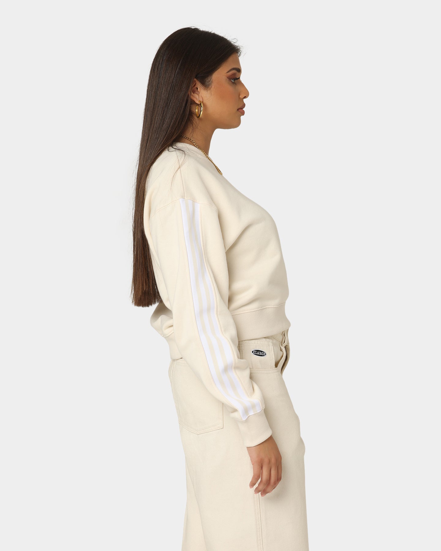 Adidas Women's Adicolor Classic Sweatshirt - Wonder White | Casual Pullover Hoodie for Women | Perfect for Gym, Running & Everyday Wear