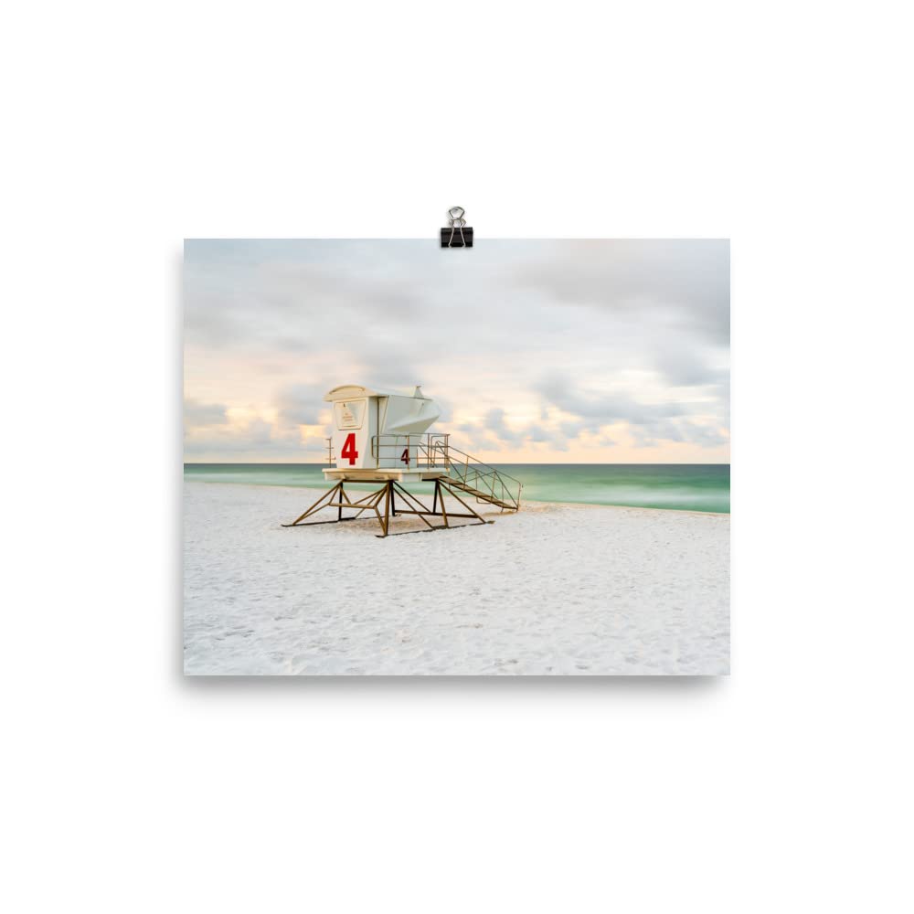 8x10 Inch Pensacola Beach Wall Art Print - Unframed Coastal Photo Poster with Lifeguard Station, Florida Sunrise Photography for Home & Office Decor - Perfect Gift for Men & Women | Beach House, Living Room, Bedroom Wall Decor