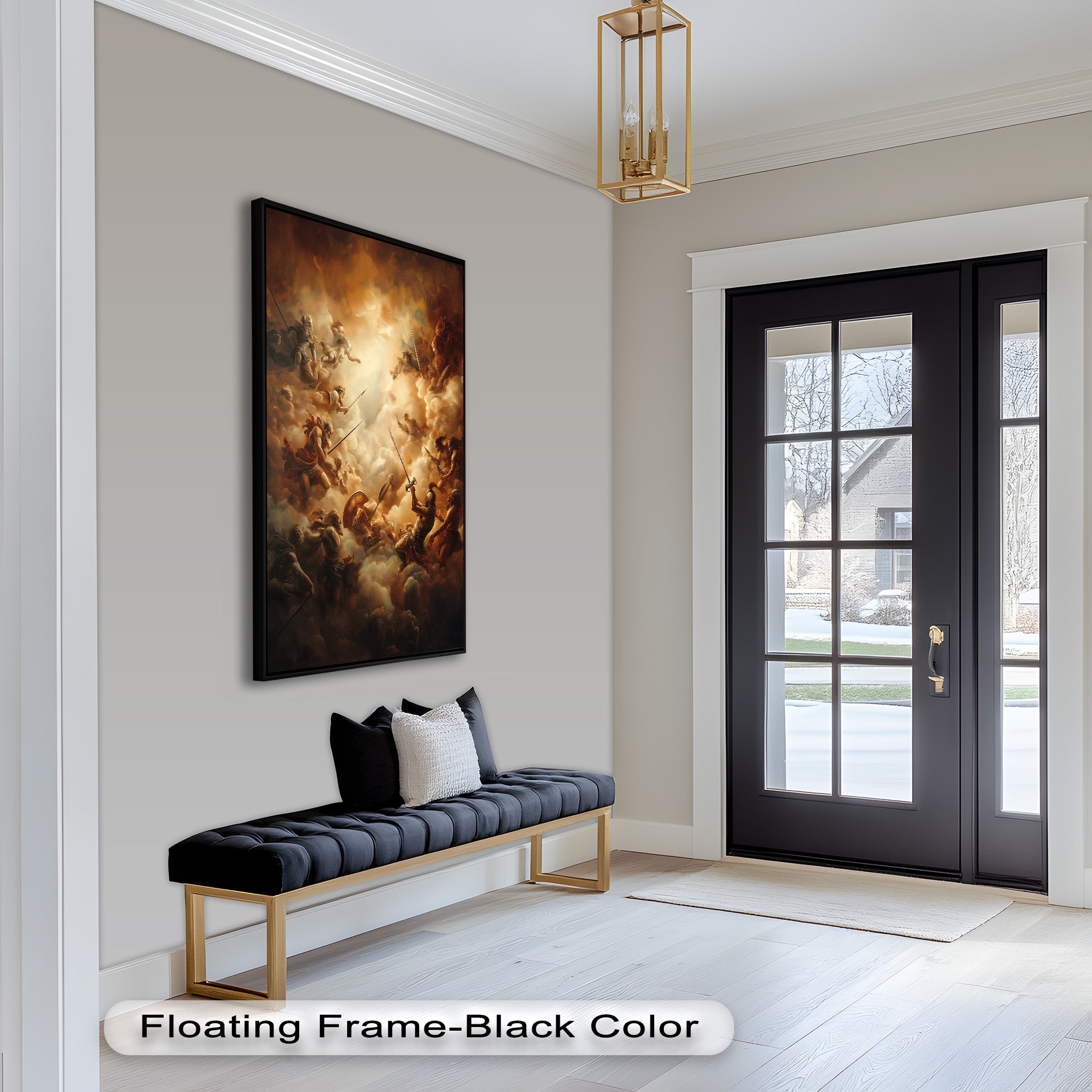 Clash of the Immortals - Epic Gods at War Mythology Oil Painting Wall Art | Greek Roman Deity Battle Scene | Perfect for Home Decor, Office & Gaming Room