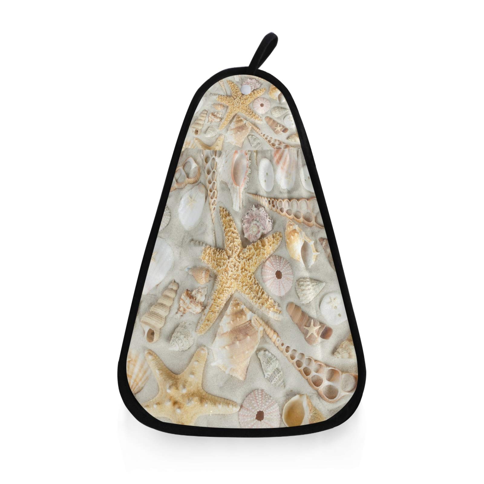 1PC White Beach Seashells & Starfishes Hanging Kitchen Hand Towel Set with Rope - Absorbent Decorative Dishcloth for Tea Bar, Bath & Coastal Home Decor | Perfect for Beach House, Coastal Kitchen & Bathroom Decor