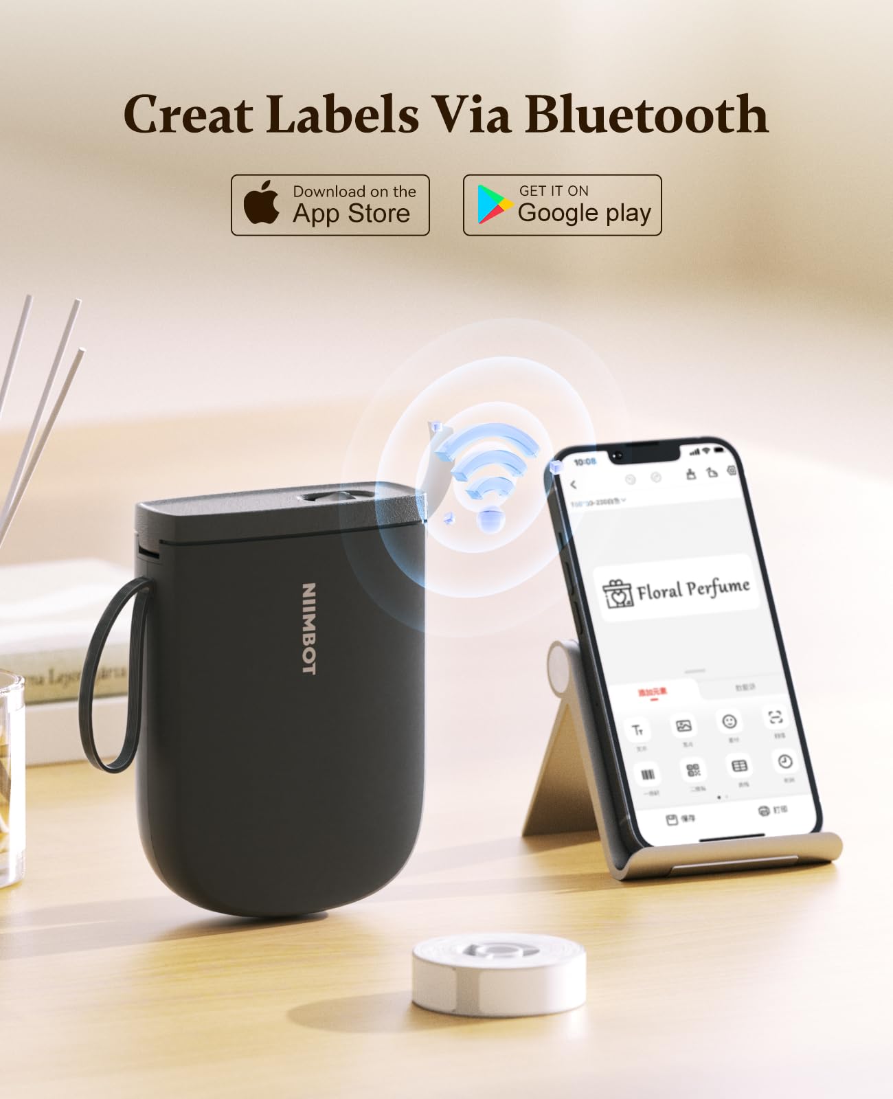 NIIMBOT D11 Bluetooth Label Maker - 2024 Version, Portable Thermal Label Printer with 300 DPI High Clarity, Rechargeable Battery, Black | Perfect for Home, Office, Retail & Warehouse Organization