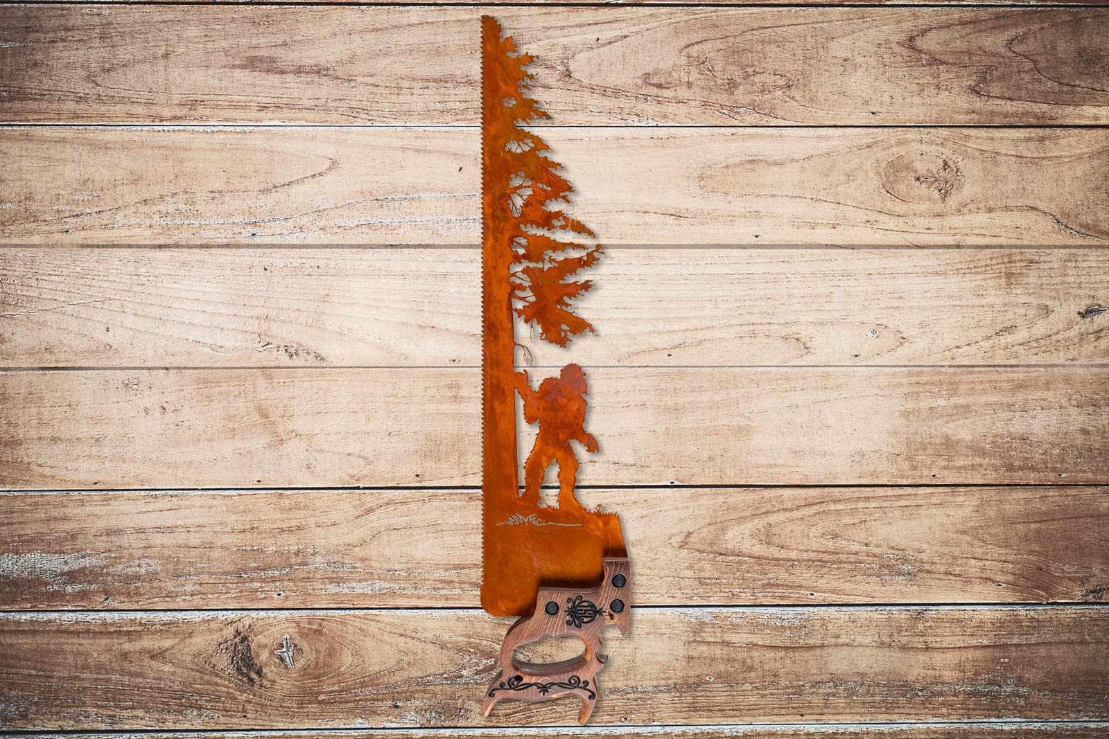 Bigfoot by the Tree Hand Saw Design - Custom Wooden Wall Art for Wildlife Enthusiasts | Perfect for Cabin Decor, Hunting Lodge, or Outdoor-Themed Home Décor