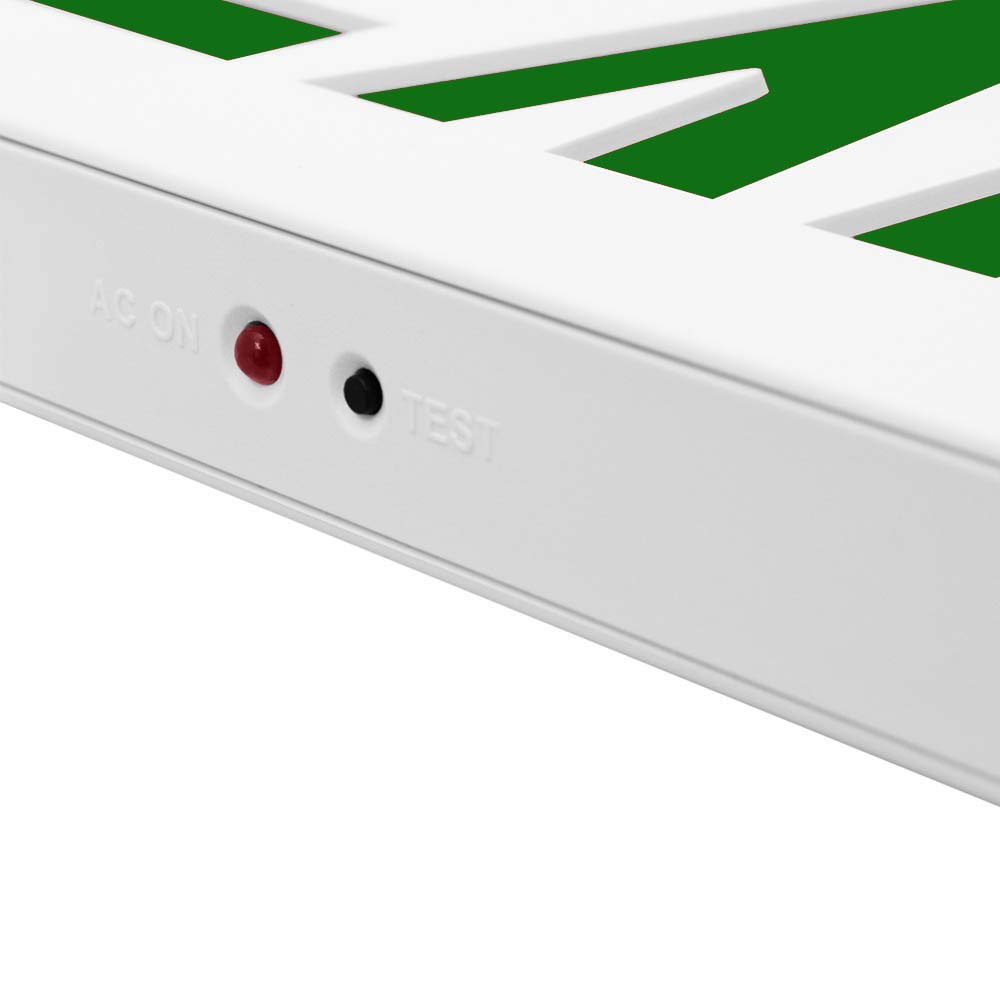 LFI Lights - UL Listed Thin Combo Green LED Exit Sign with Emergency Lights | White Housing | 2 Adjustable Heads | Hardwired with Battery Backup (2 Pack) | Perfect for Offices, Schools & Commercial Buildings