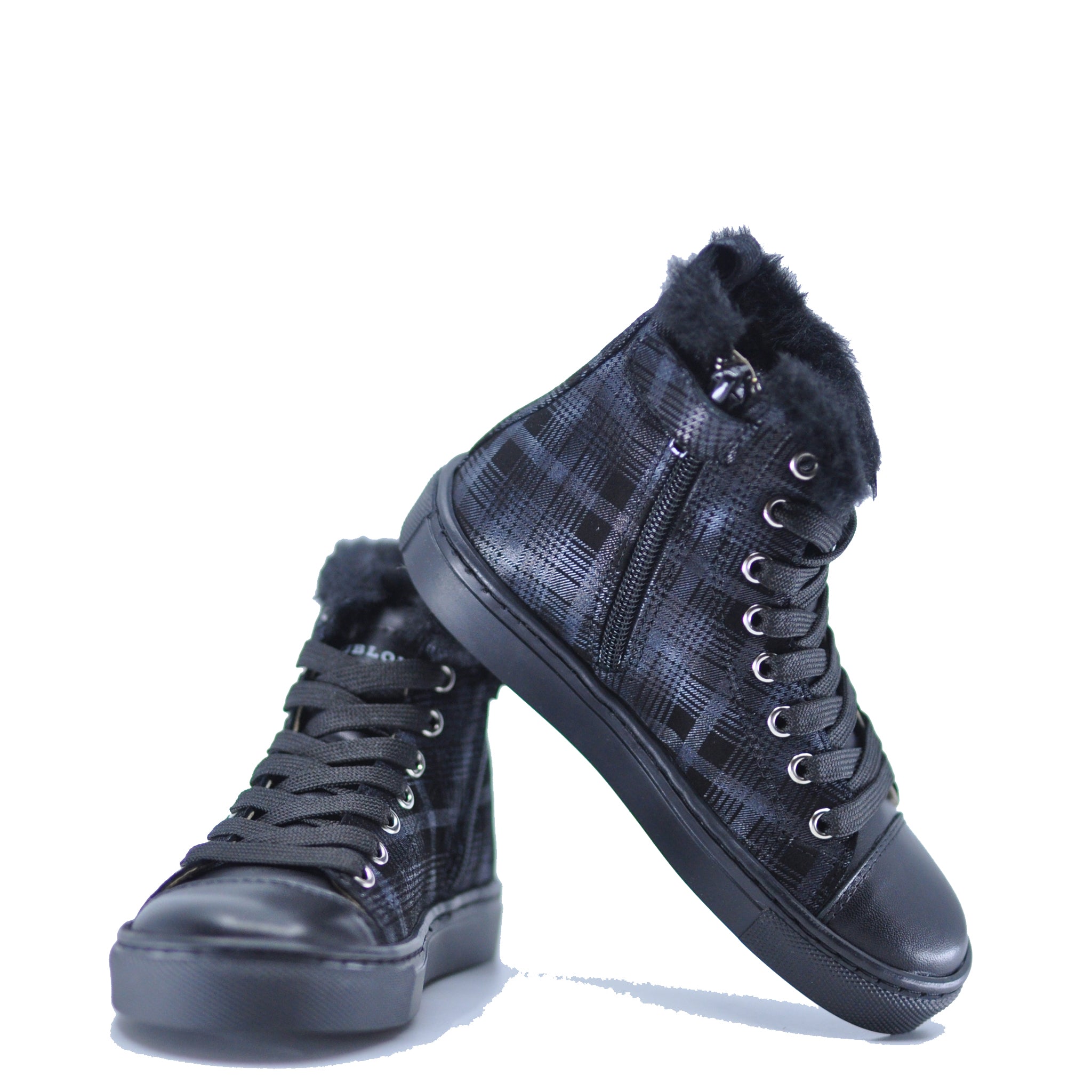 Blublonc Black Plaid Sneaker Bootie - Stylish Women's Lace-Up Ankle Boots for Casual Outfits & Fall Fashion | Perfect for Work, Date Night & Everyday Wear