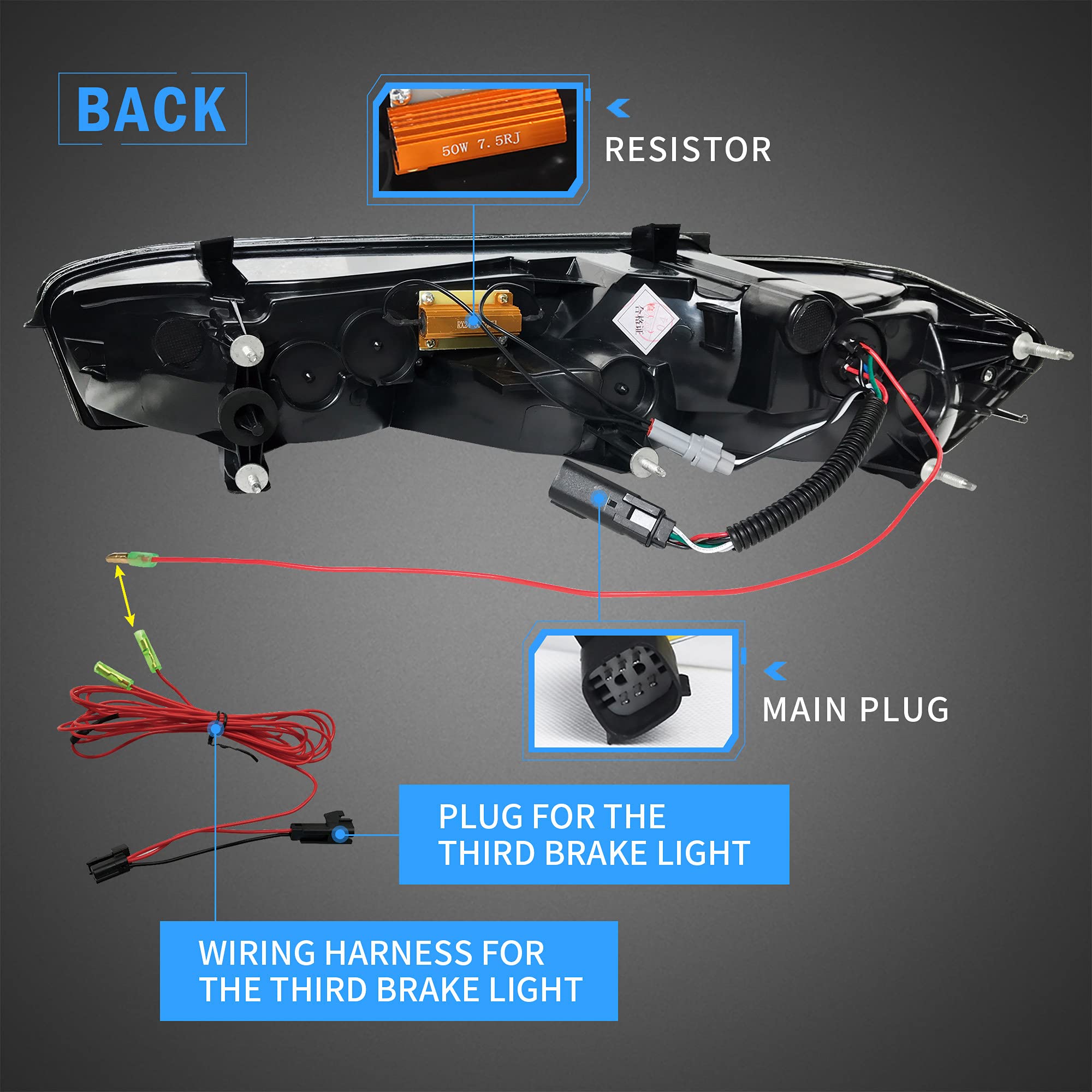 VLAND LED Tail Lights for Chevrolet Camaro 2016-2018 - Red Sequential Turn Signal, Smoke Clear Lens (US Plug) - Left & Right Rear Light Assembly - Perfect for Night Driving & Car Customization