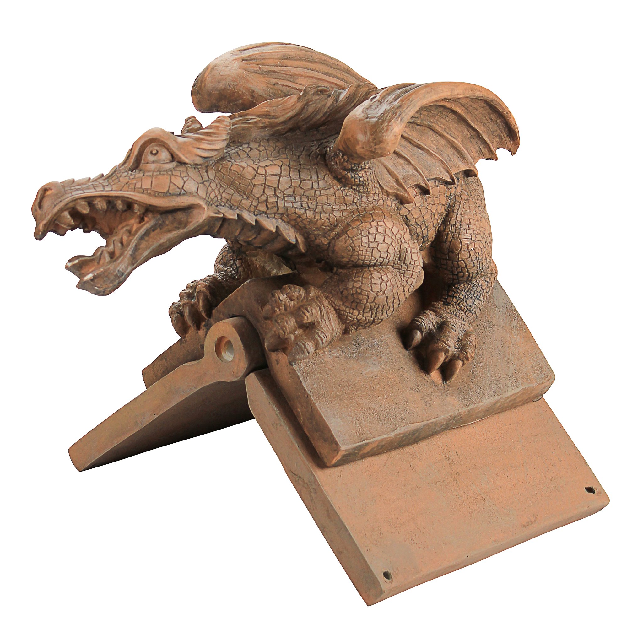 Design Toscano NG30667 Apex, the Winged Dragon Sculpture - Gothic Terra Cotta Roof Cresting Decor for Home & Garden - Perfect for Medieval, Fantasy, or Gothic Style Home Exteriors
