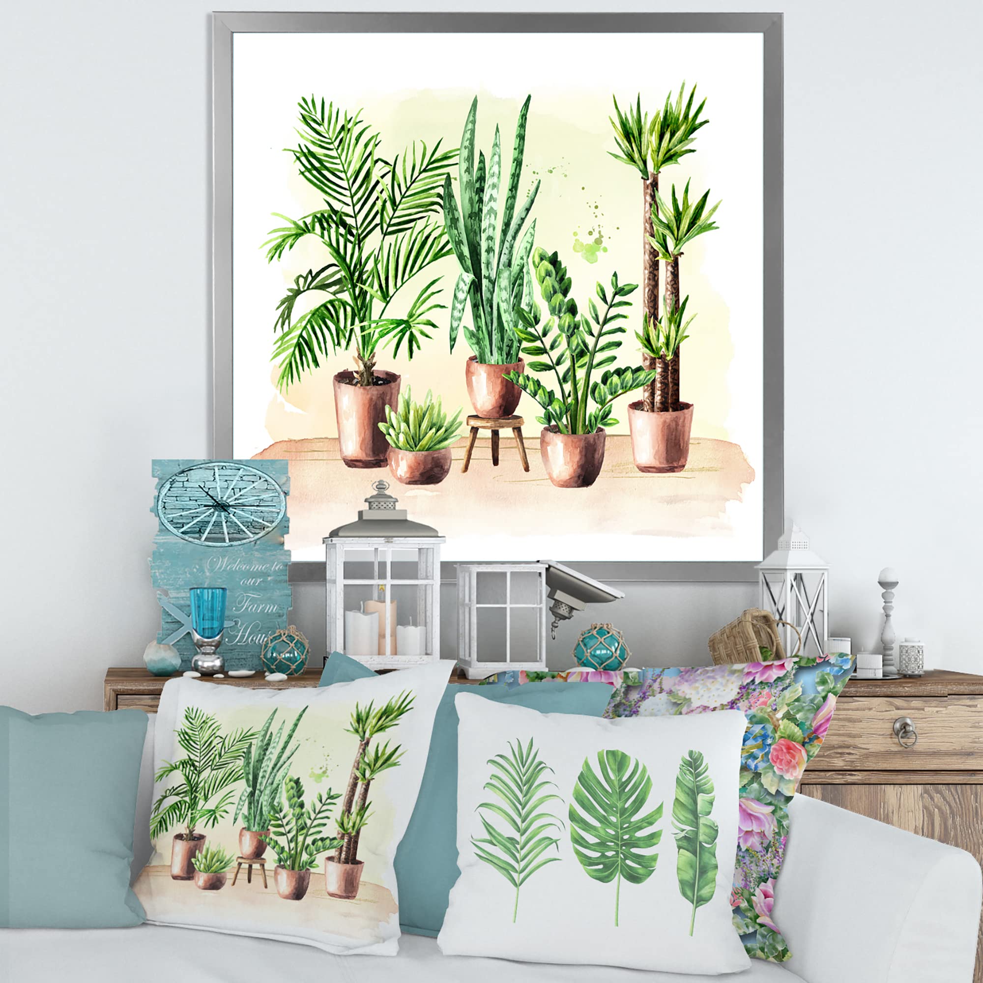 Indoor Green Home House Plants | Traditional Framed Wall Art Decor | Perfect for Living Room, Bedroom & Office Decoration