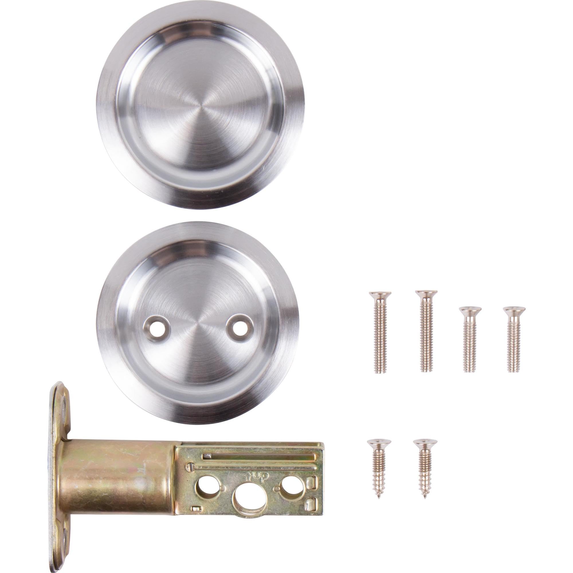 Round Pocket Door Lock - Passage & Hall/Closet Latch with 2-3/8