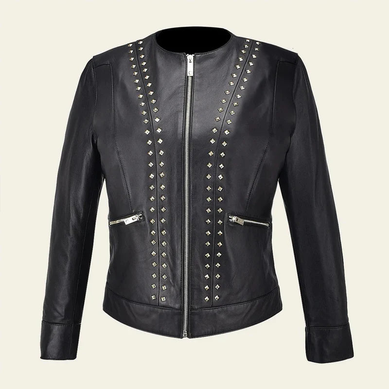 Women's Cuadra Black Casual Dress & Fashion Sheepskin Leather Jacket | Stylish Outerwear for Everyday Wear & Night Out