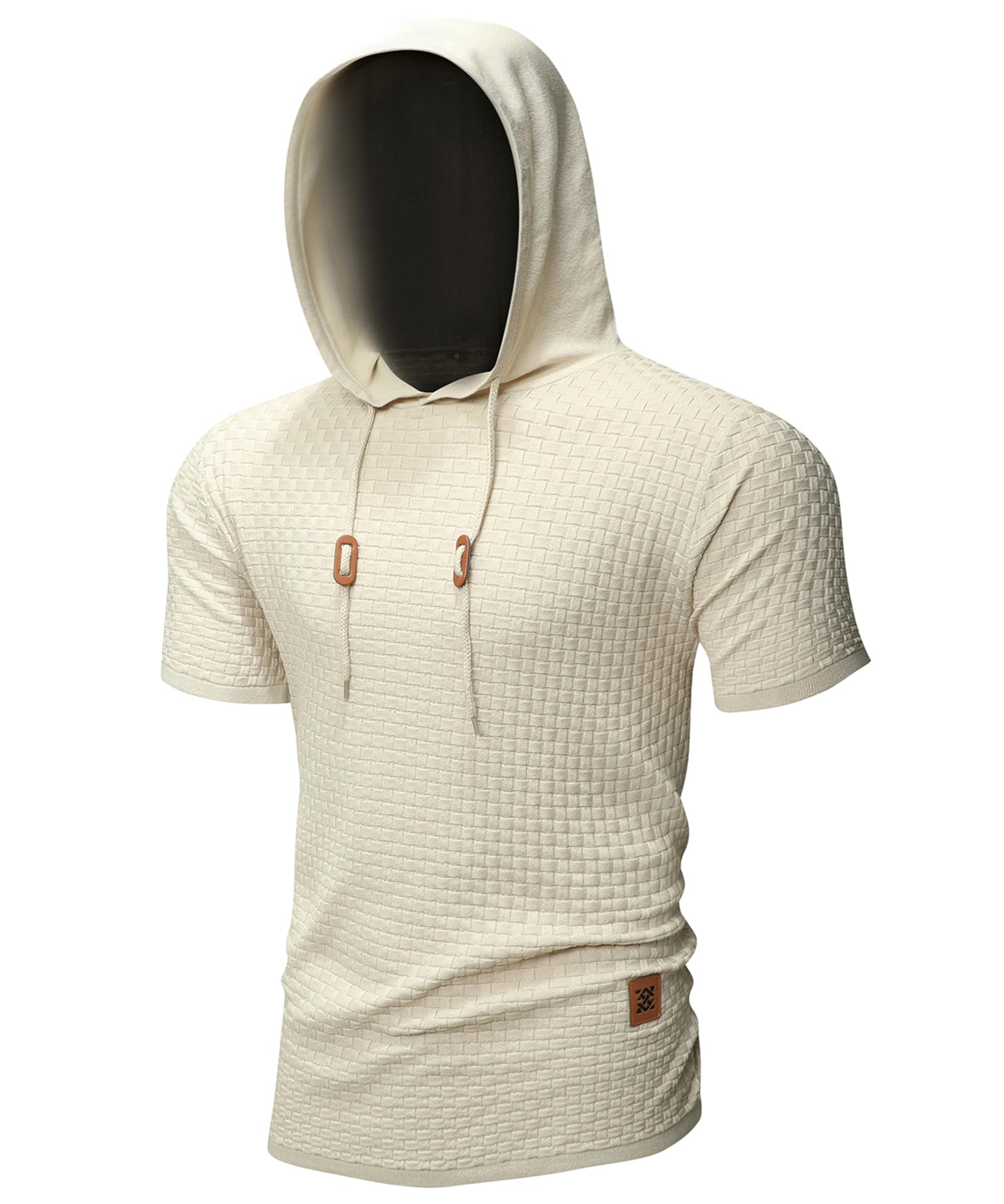 Zaitun Men's Short Sleeve Hoodie Shirt - Casual Waffle Knit Pullover Sweater for Men - Lightweight Summer Top for Outdoor Activities & Streetwear Fashion