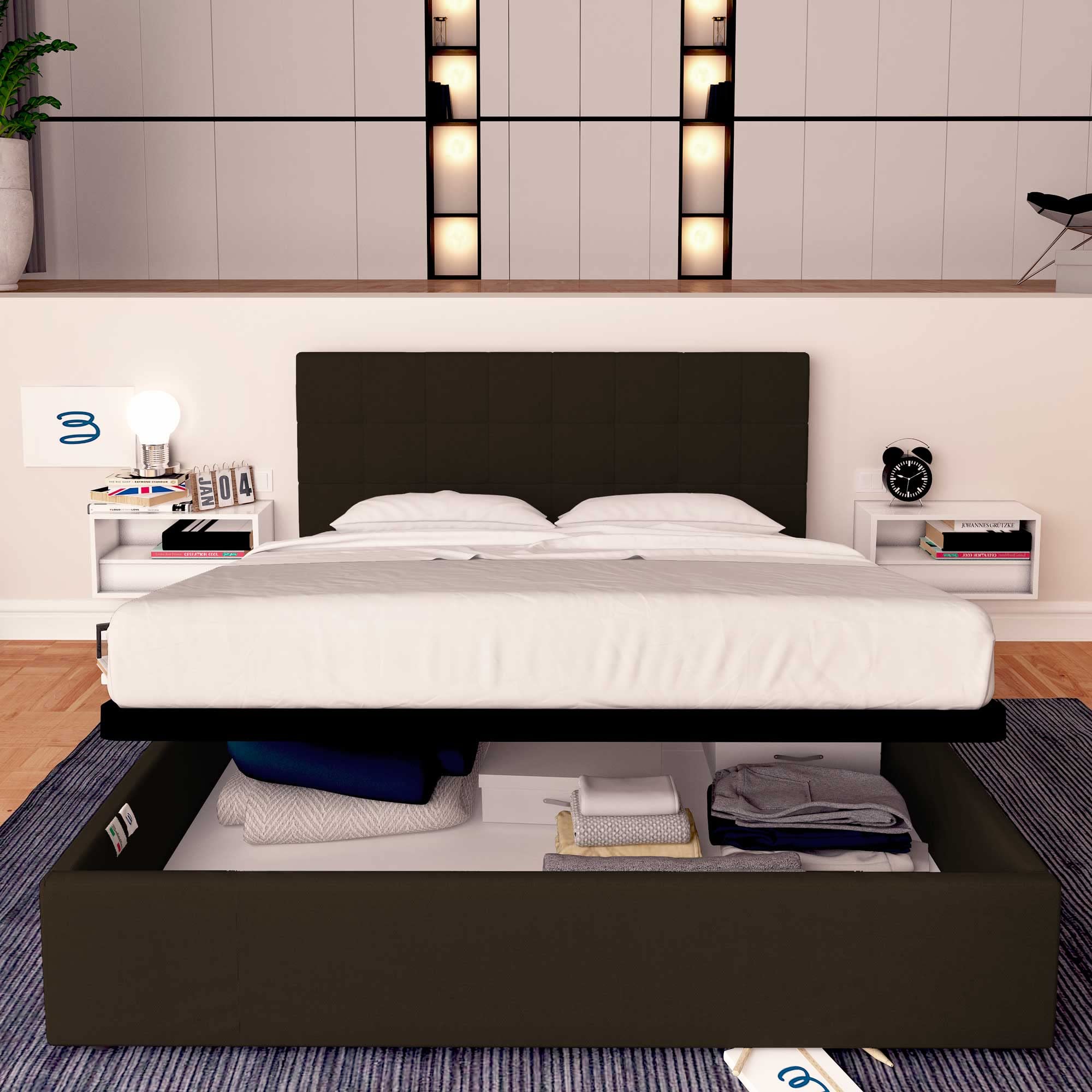 Baldiflex Dublin Single Bed Frame with Storage, Synthetic Leather Upholstery, Slatted Base for Single Mattress, 120 x 200 cm, Elegant Headboard, Dark Brown - Perfect for Small Bedrooms, Guest Rooms & Studio Apartments