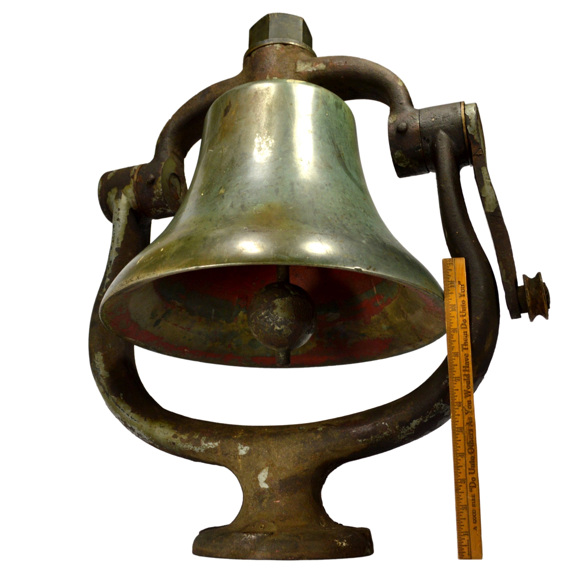 Vintage Antique Brass/Bronze Locomotive Bell with Cradle Yoke Clapper & Finial - Reading Railroad - Perfect for Train Enthusiasts, Home Decor, and Collectibles