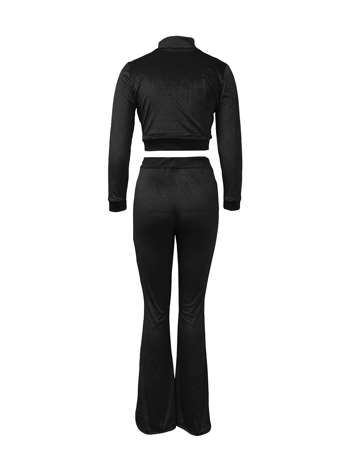 JURIS Women's 2-Piece Velour Tracksuit Set - Long Sleeve Zip Crop Top & Flare Pants | Lounge Wear, Casual Outfit, Athleisure Fashion for Women | Perfect for Yoga, Gym, Travel & Streetwear