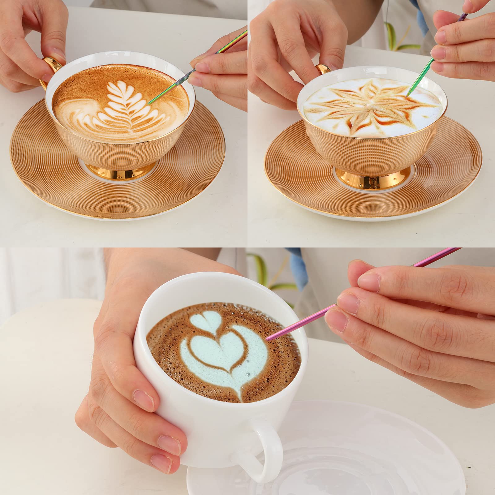 Premium Stainless Steel Milk Frother Cup 600ml (20oz) - Barista Tools for Coffee, Espresso & Latte Art - Electric Whisker & Steaming Pitcher - Rainbow Design for Home & Cafe Use
