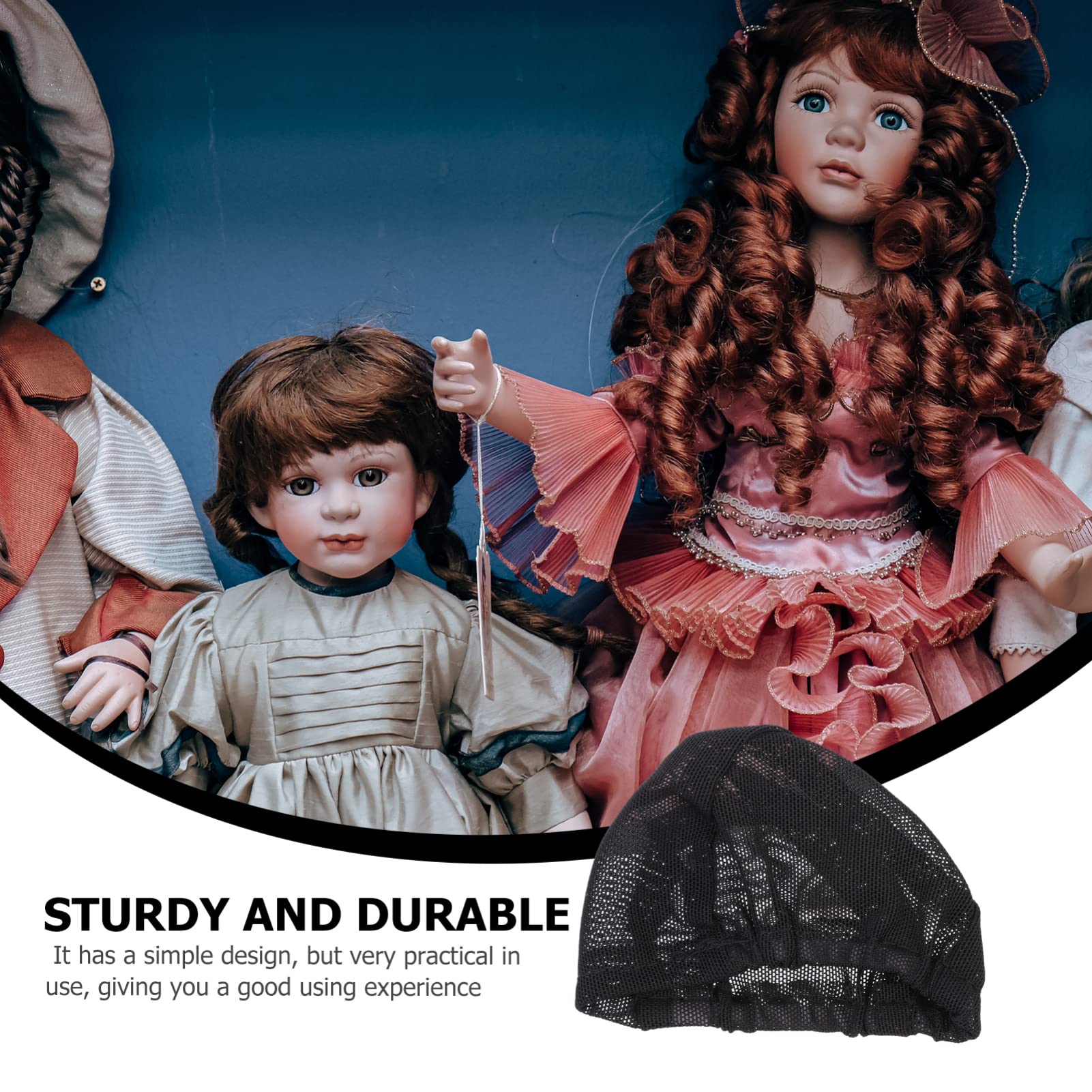 Stretchable Spandex Dome Wig Caps for Dolls - 2 Pack Black (6.5x4cm) - Perfect for Doll Hair Cover, Styling & Accessories - Great for Cosplay, Collectibles & DIY Projects