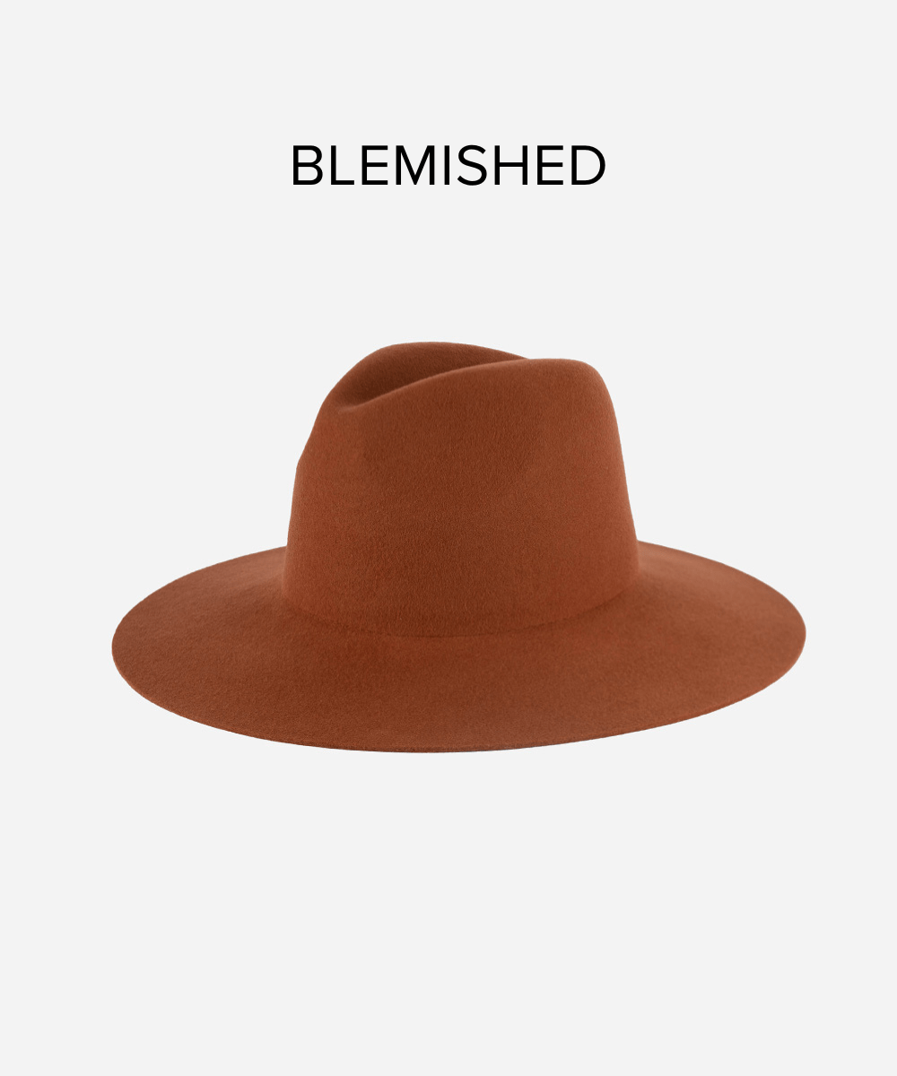 Emma Wide Brim Fedora Hat - Terracotta Color with Distressed Look | Perfect for Beach Outings, Summer Fashion, and Outdoor Events
