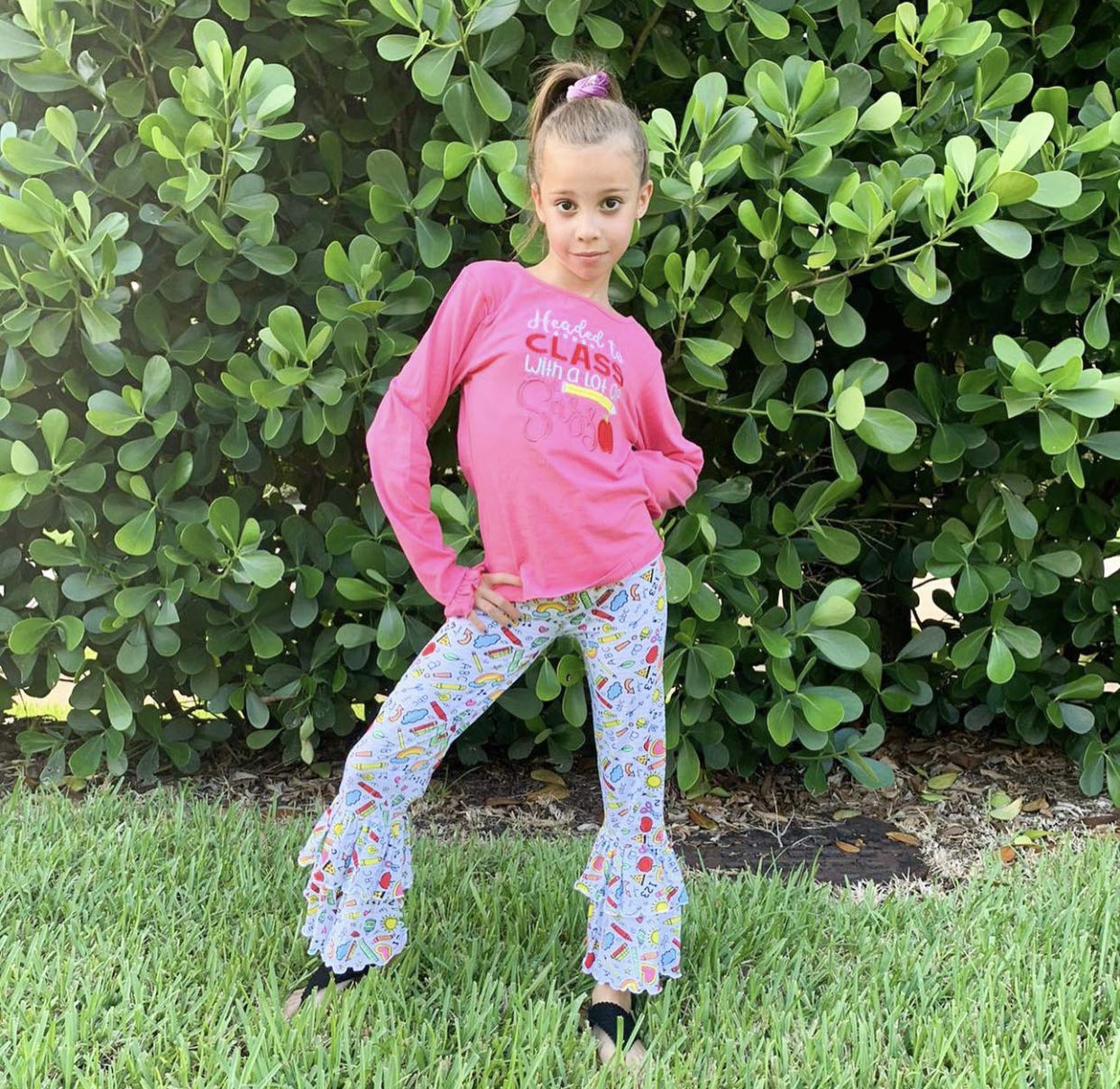 Girls 2-Piece Outfit: Ruffle Leggings & Long Sleeve Shirt Set for Toddlers - Playtime & Party Wear