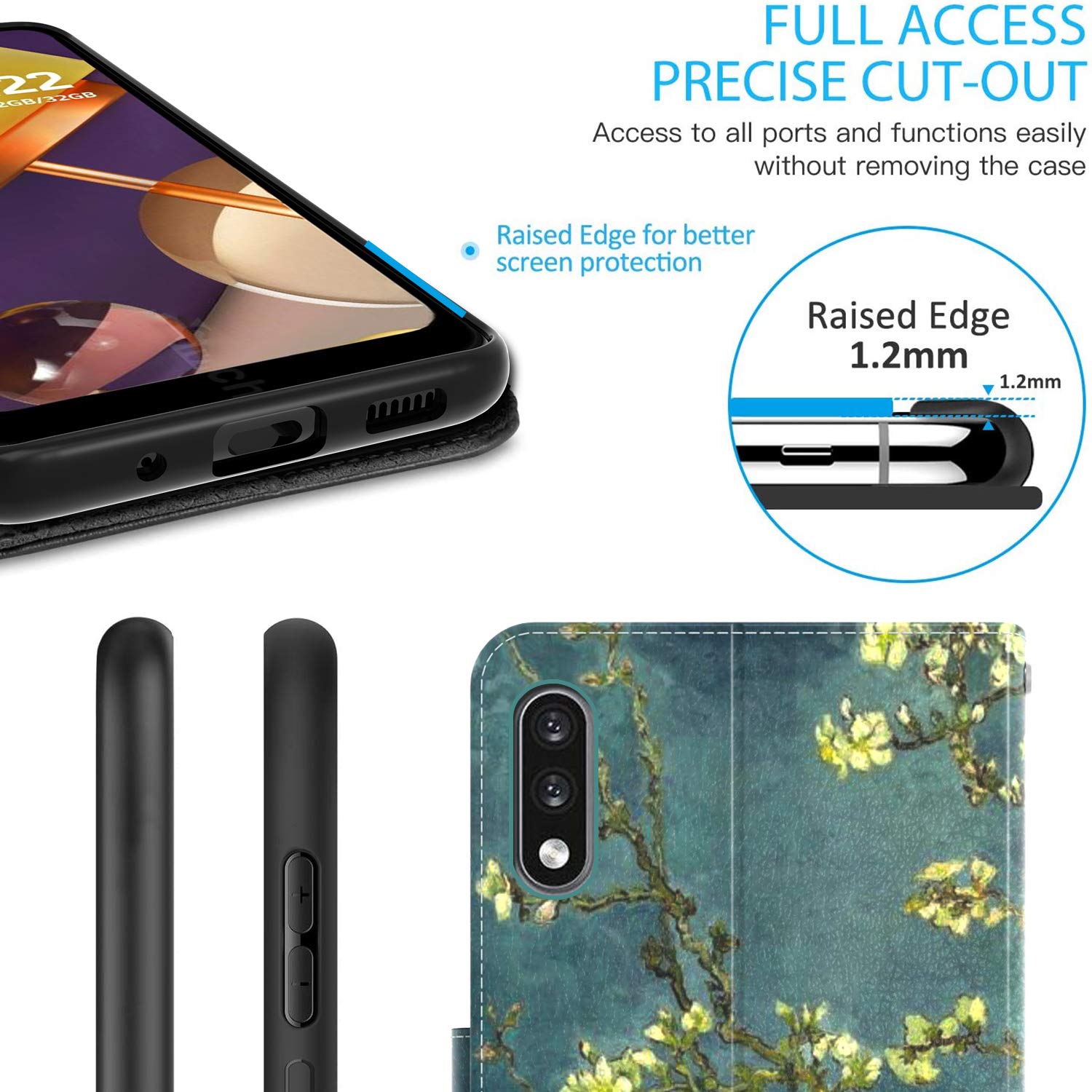 RFID Blocking PU Leather Wallet Case for LG K32/K22 - Stand Cover for Daily Use