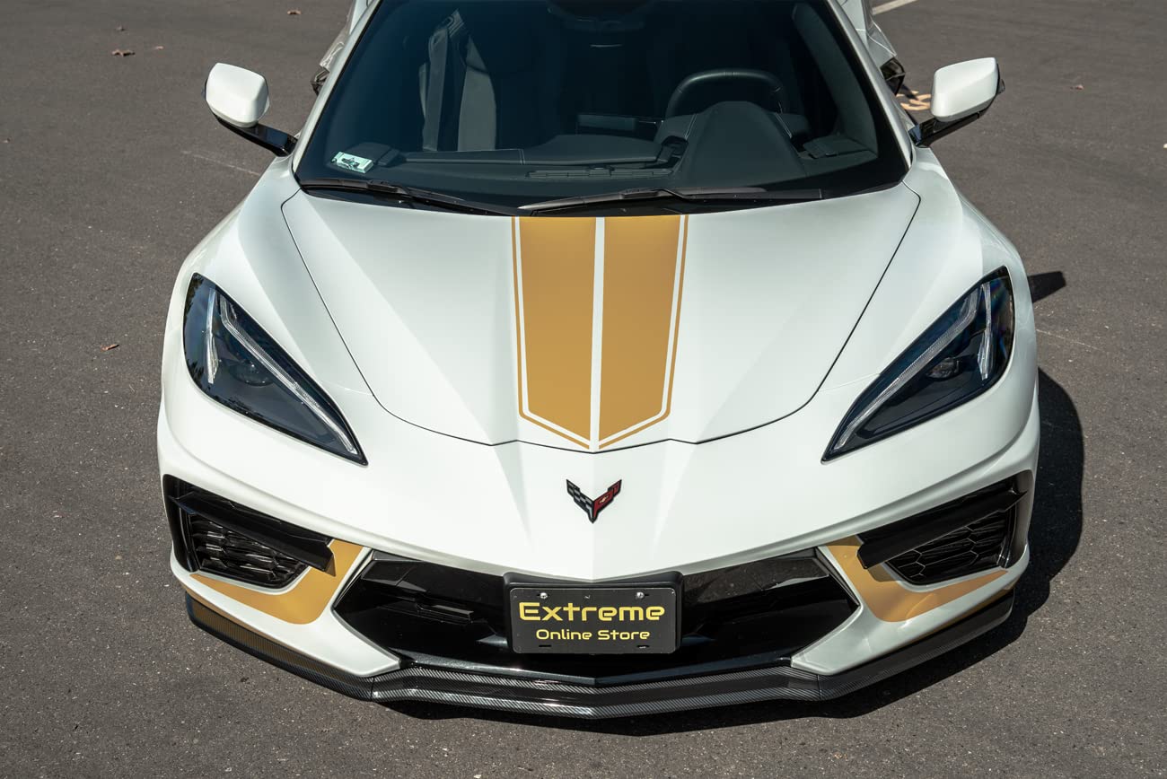 2020-2024 Chevrolet Corvette C8 Z51 Style Front Bumper Lip Splitter - ABS Plastic Hydro-Dipped Carbon Fiber Replacement | Enhances Aerodynamics & Sporty Look for Street Racing & Car Shows