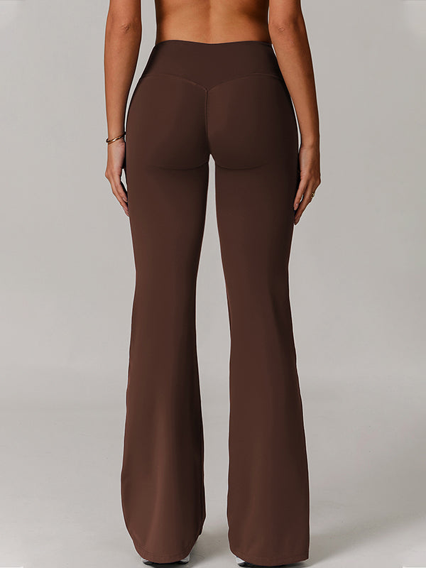 ZASUWA Women's High Waisted Flare Leggings - Solid Color Yoga Pants for Workout, Running & Casual Wear