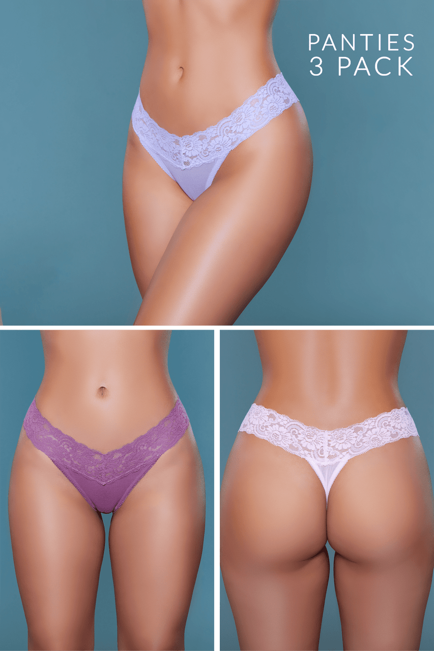 BeWicked Women's Mila Thong 3 Pack - Soft Comfortable Underwear for Everyday Wear - Perfect for Workouts, Yoga & Lounge