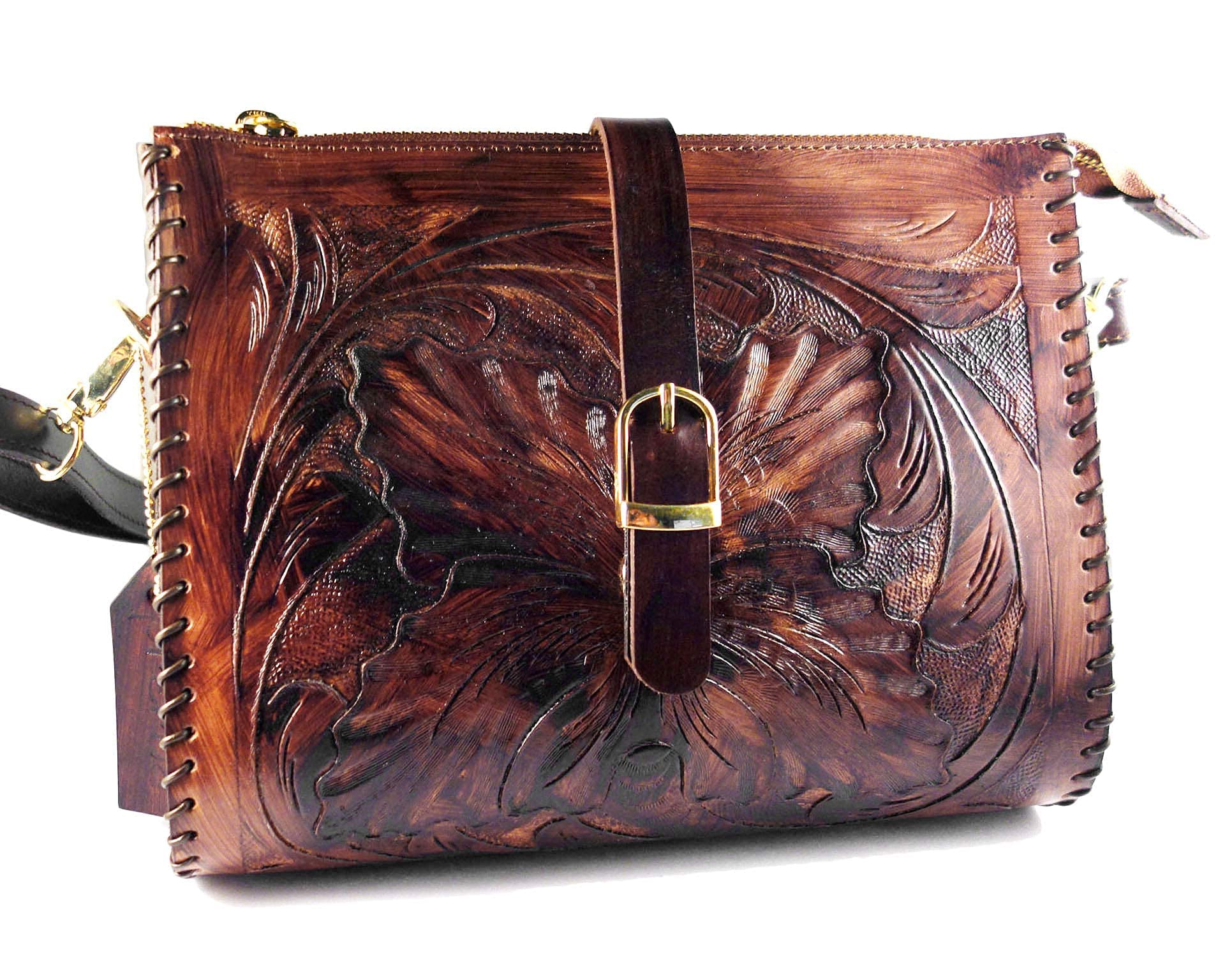 Genuine Leather Shoulder Bag for Women - Handmade Crossbody Purse with Wood Finish | Stylish & Durable Ladies Sling Bag | Perfect for Work, Travel & Everyday Use