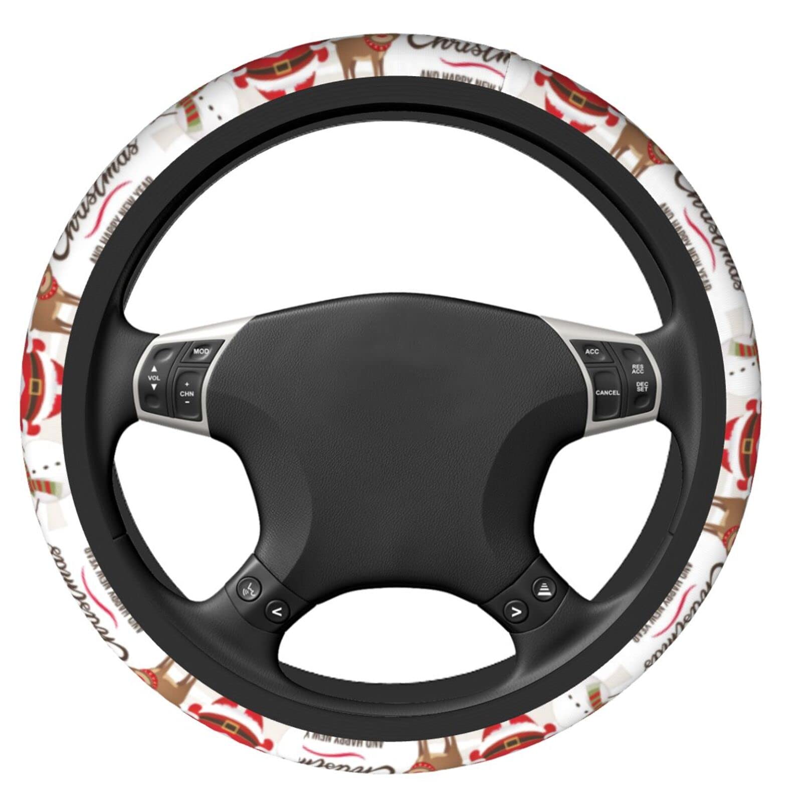 Universal 15 Inch Anti-Slip Breathable Neoprene Christmas Deer Pattern Steering Wheel Cover - Cute Auto Accessory for Women, Men & Girls | Perfect for SUVs, Cars & Holiday Decor