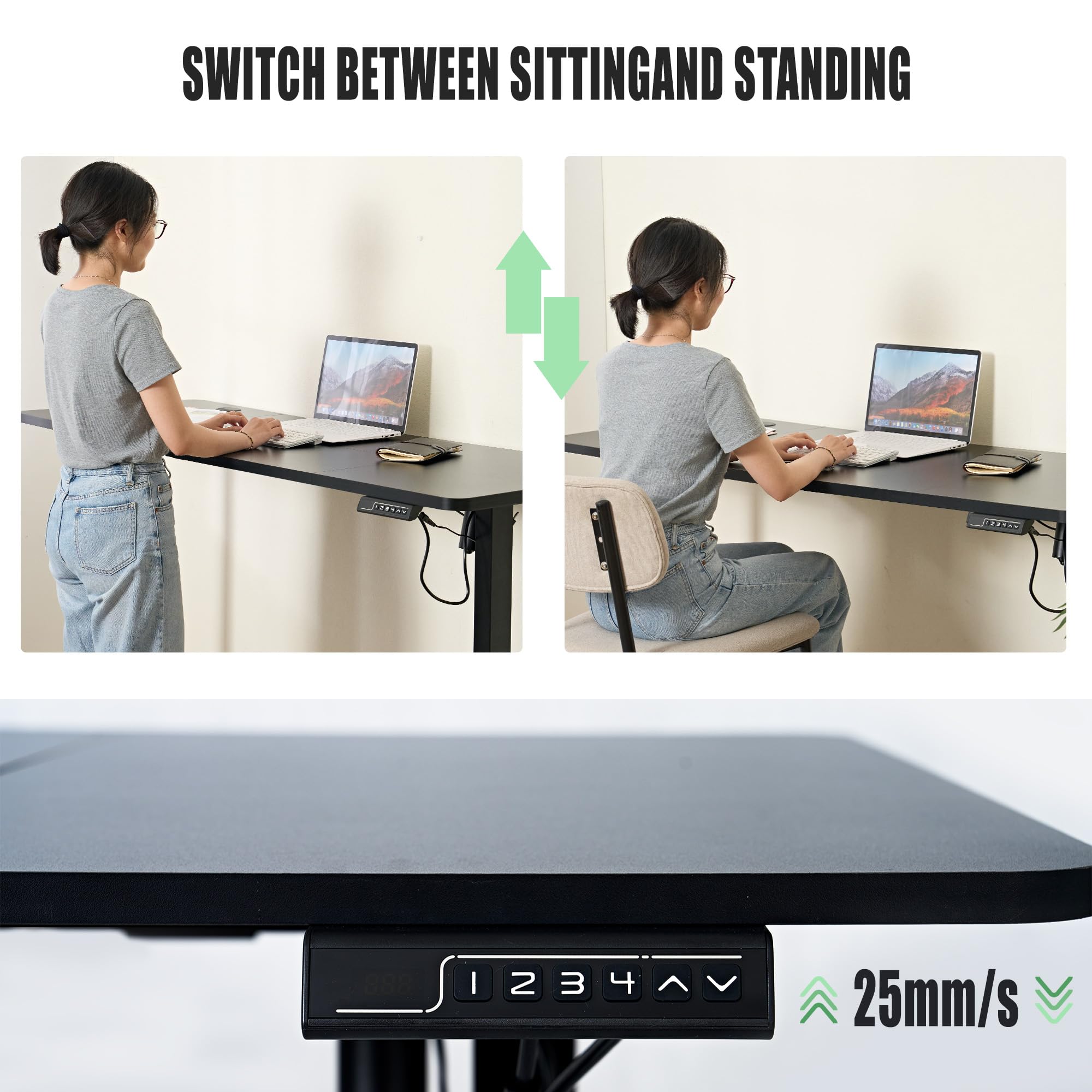 Soges 63 Inch Electric Standing Desk - Height Adjustable Ergonomic Computer Desk for Home Office, Sit Stand Workstation (Black) | Perfect for Remote Work, Gaming & Study Spaces