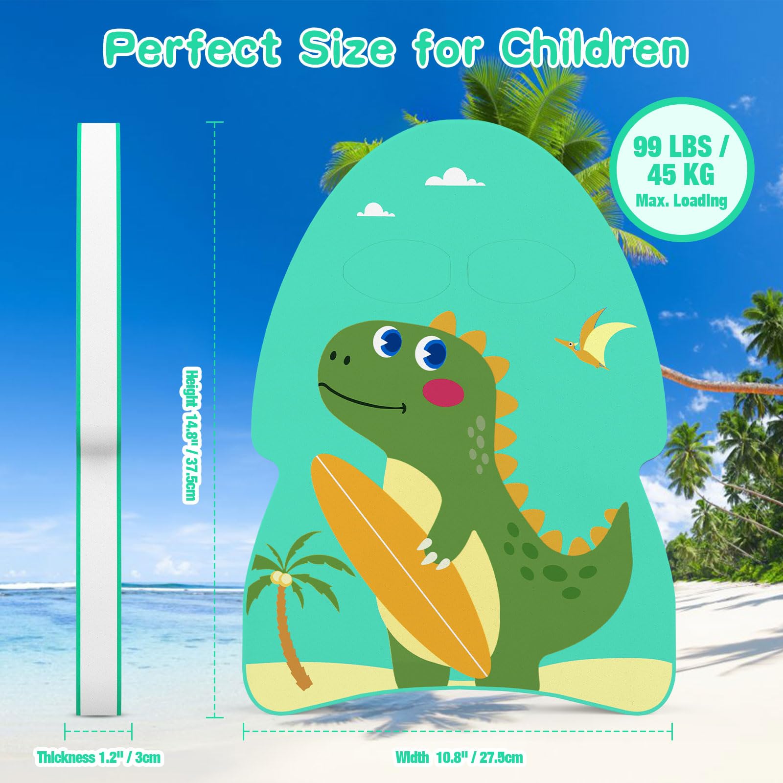 MoKo Swim Kickboard for Kids - Cartoon Swimming Training Kickboard, Pool Exercise Equipment to Improve Natural Swimming Position - Perfect for Swim Lessons, Water Fun & Pool Training