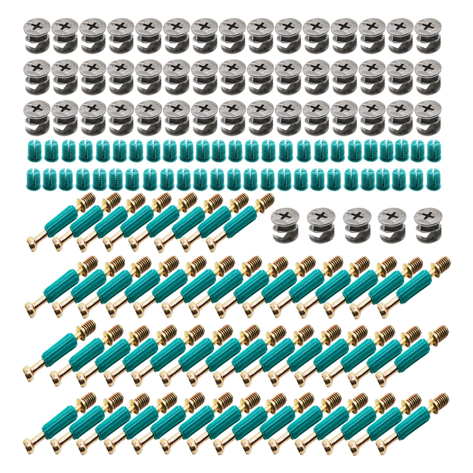 50-Piece 3-in-1 Furniture Connector Kit - Cam Lock Fasteners with Pre-Inserted Nuts, Eccentric Wheels & Dowels for DIY Cabinet, Wardrobe, Drawer Assembly | Perfect for Home Office & Bedroom Furniture Building