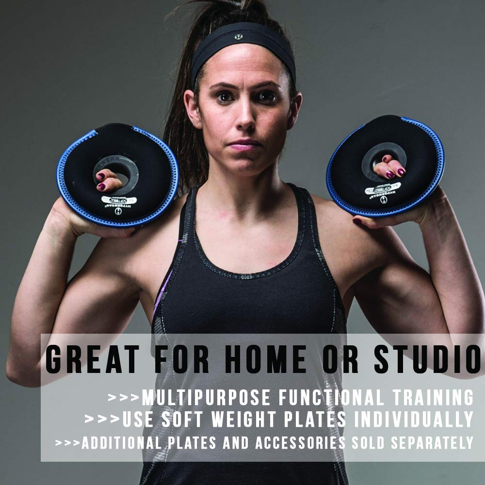 HYPERWEAR Adjustable Barbell Set with Soft Weight Plates - Expandable SoftBell System for Strength Training, Cardio & Home Gym (35 lb Barbell, Up to 60 lbs Capacity) - Perfect for Home Workouts, CrossFit & Functional Fitness Training