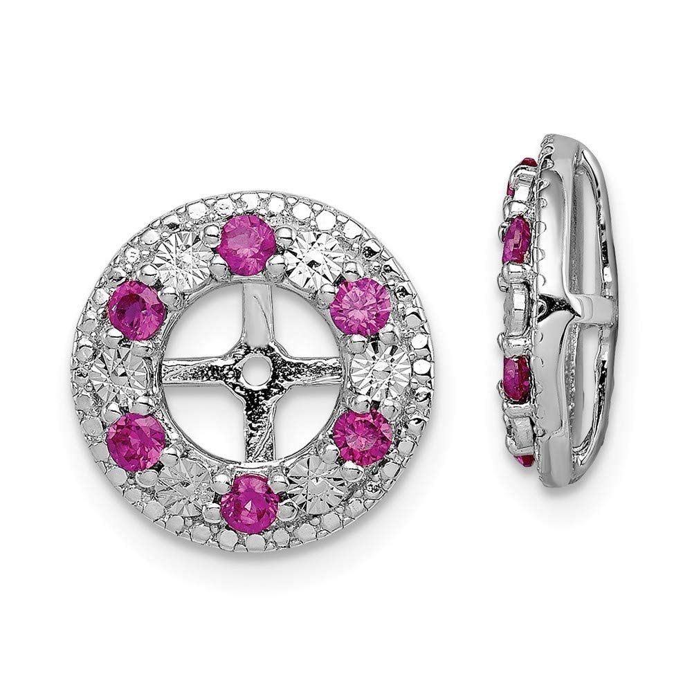 Sterling Silver Rhodium Plated Ruby Earring Jacket - Elegant Dangle Earrings for Women, Perfect for Weddings, Parties & Special Occasions