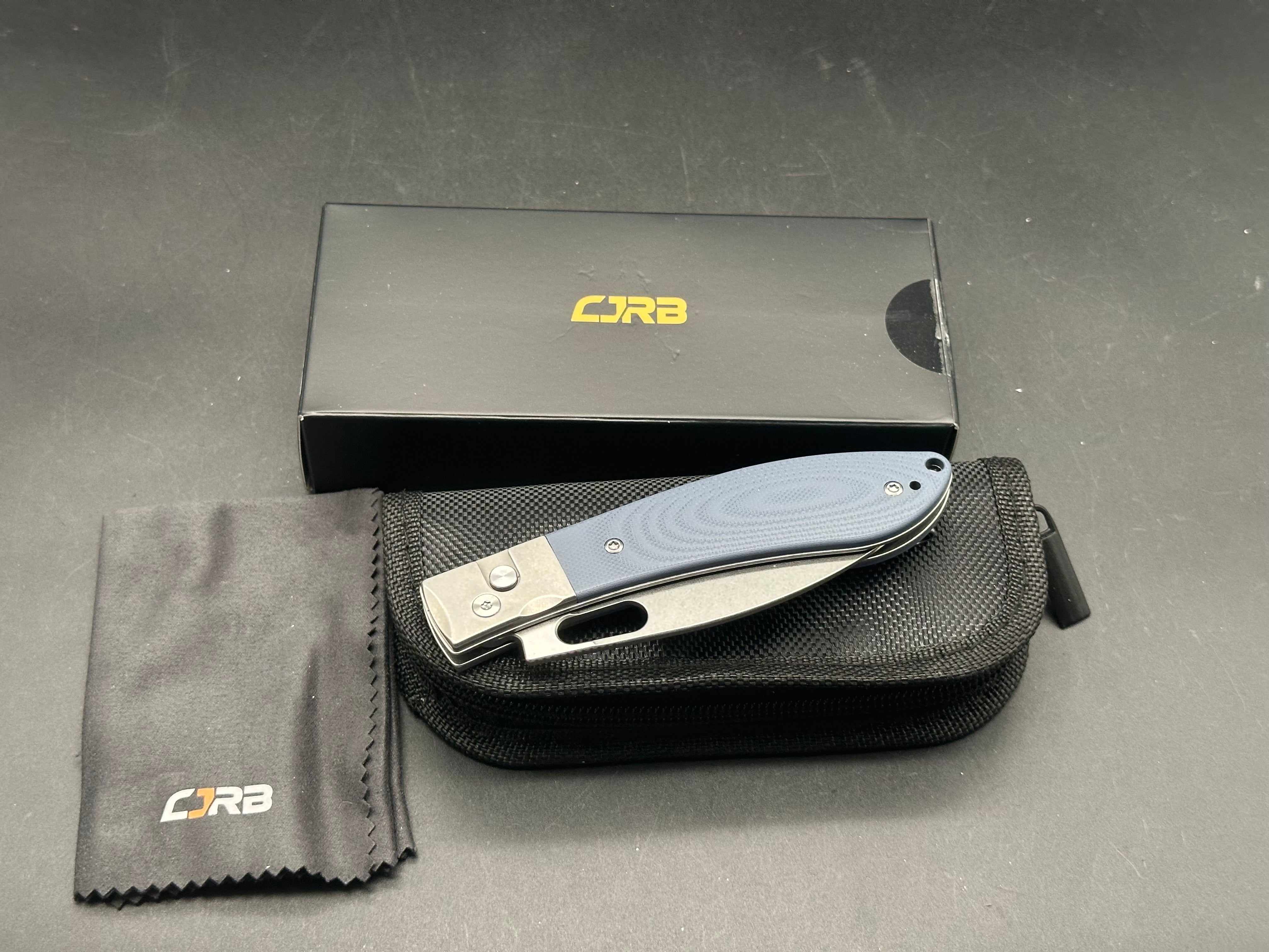 CJRB SASAYA Folding Knife - Gray G10 Handle, AR-RPM9 Steel, Drop Point Plain Edge, Stonewash Finish - EDC, Outdoor, Camping, Survival Gear