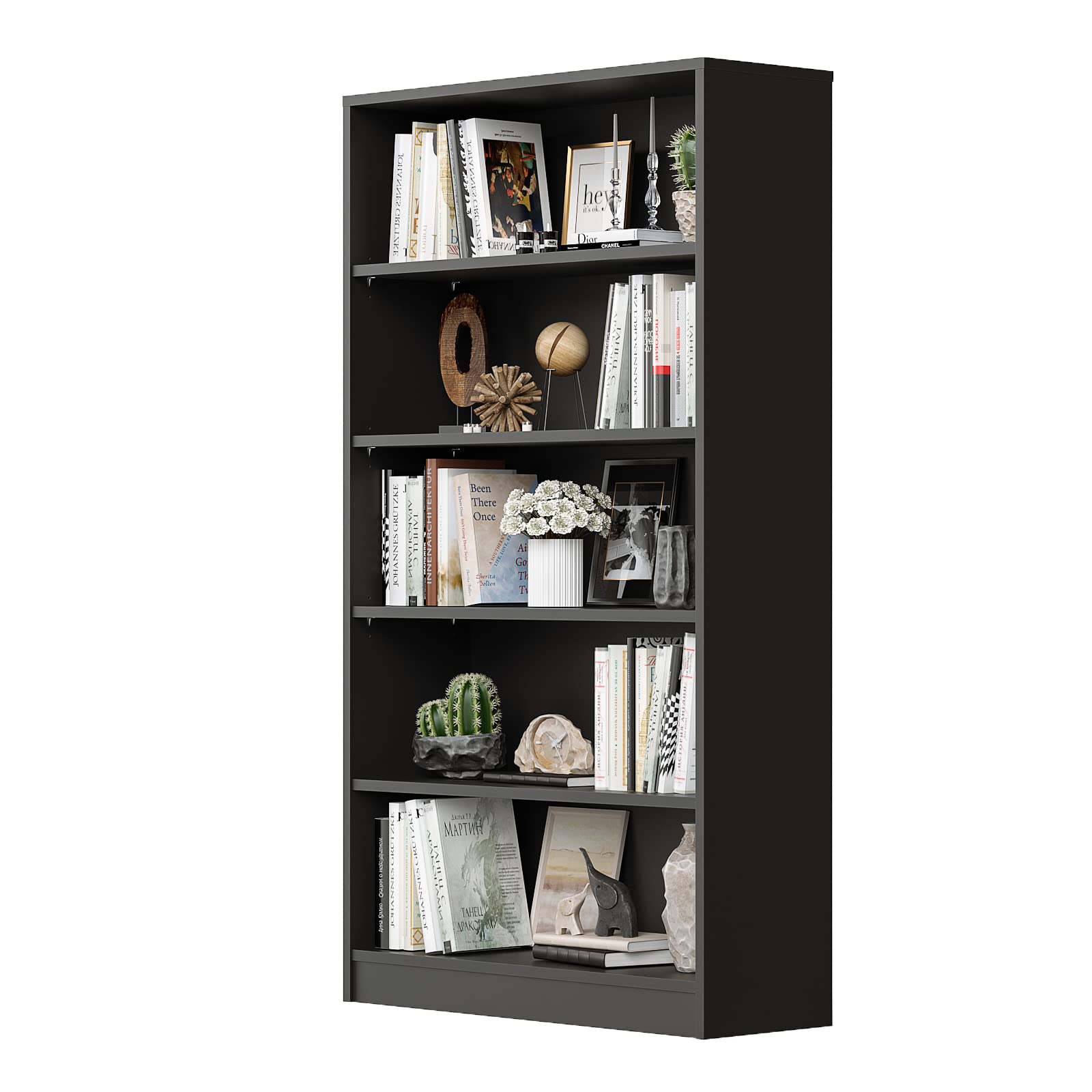 Sunon 5-Shelf Wood Bookcase - Freestanding Display Bookshelf for Home, Office & School - 11.6