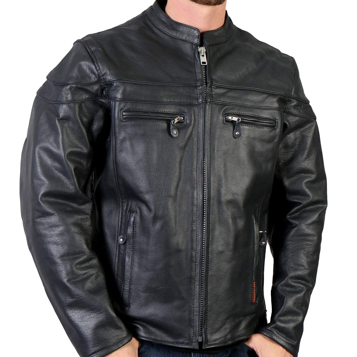 Hot Leathers Black Leather Men's Jacket with Double Piping - Premium Biker Jacket for Motorcycle Riding & Casual Wear