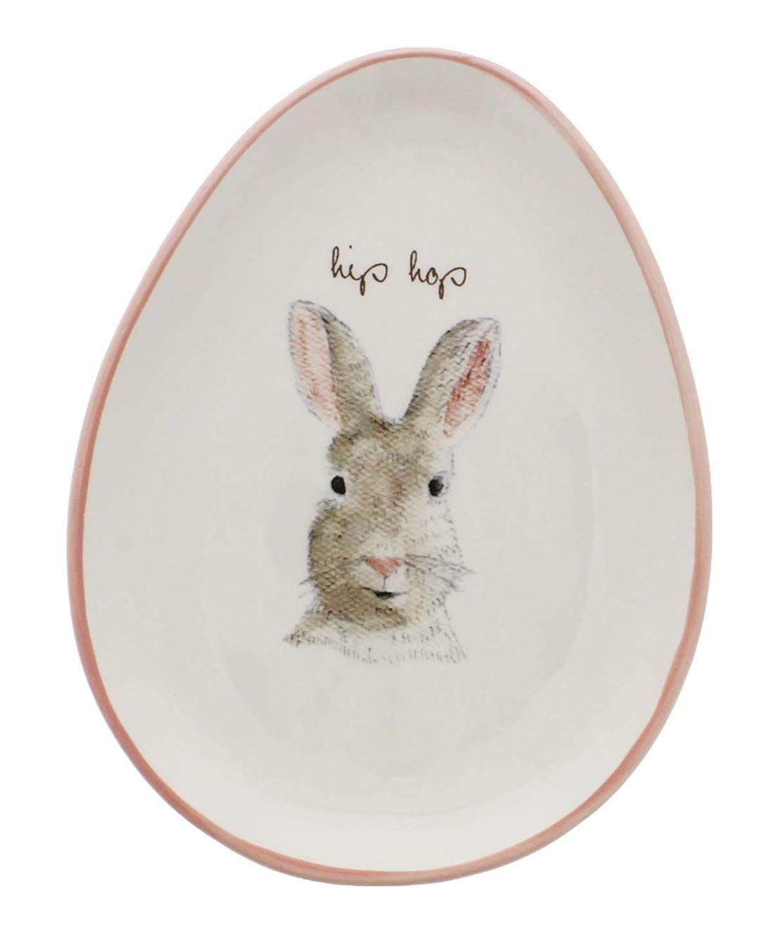Rae Dunn by Magenta HIP HOP Bunny Egg-Shaped Appetizer Plates - Set of 4 for Easter Brunch, Party Serving, and Home Decor