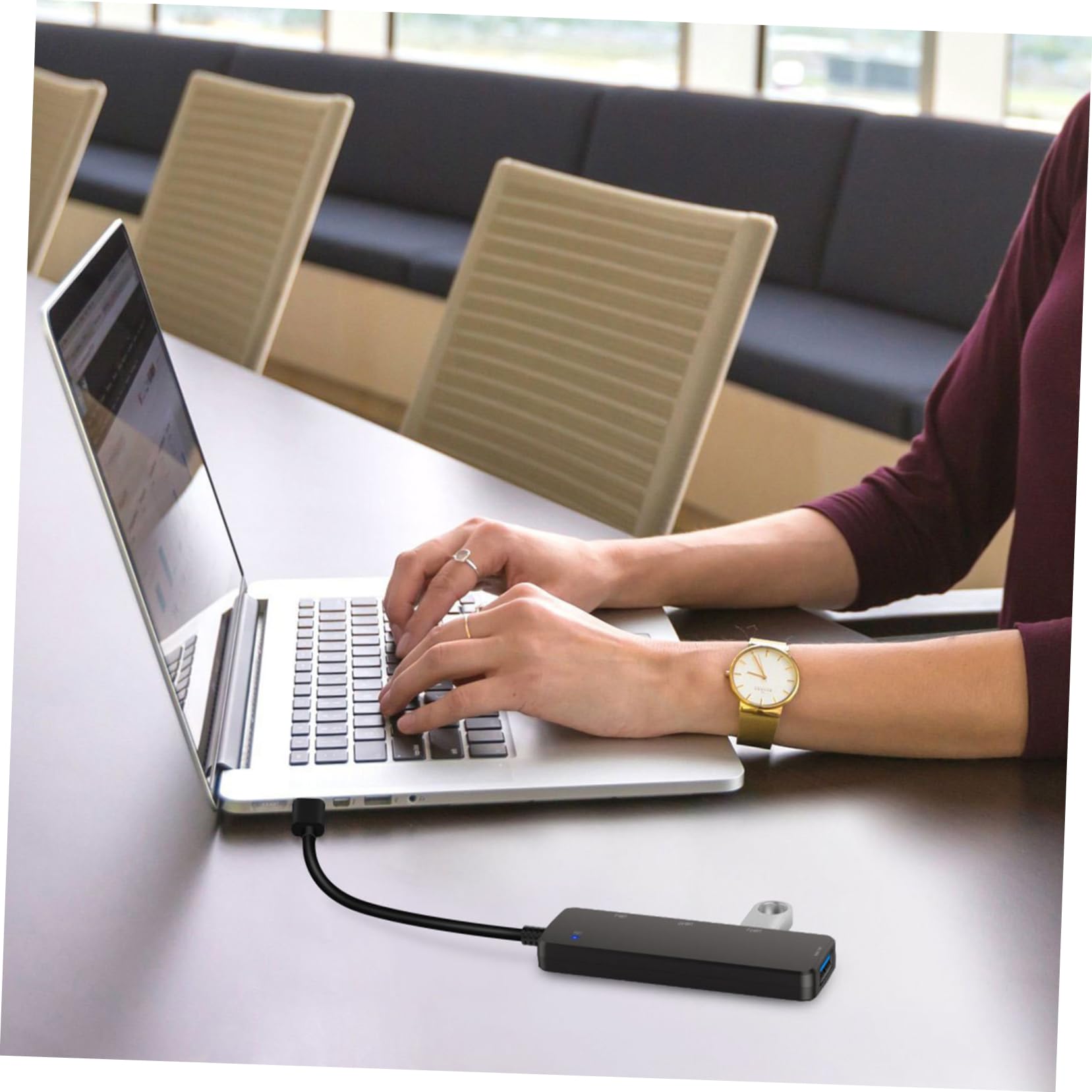 HEMOTON 4-Port USB Hub with High-Speed Data Transfer - USB Splitter & Expansion Adapter for Laptop, PC, Mac - Black (Perfect for Home Office, Gaming & Multi-Device Charging)