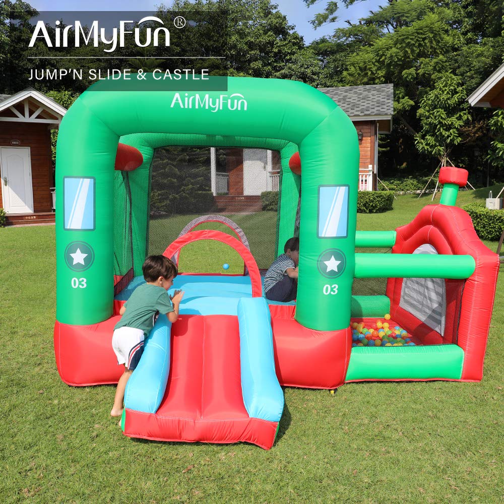**AirMyFun Inflatable Bounce House with Slide for Kids Ages 3-12 - Outdoor & Indoor Jumping Castle Playhouse with Blower - Perfect for Birthday Parties, Backyard Fun & Playdates (Red)**